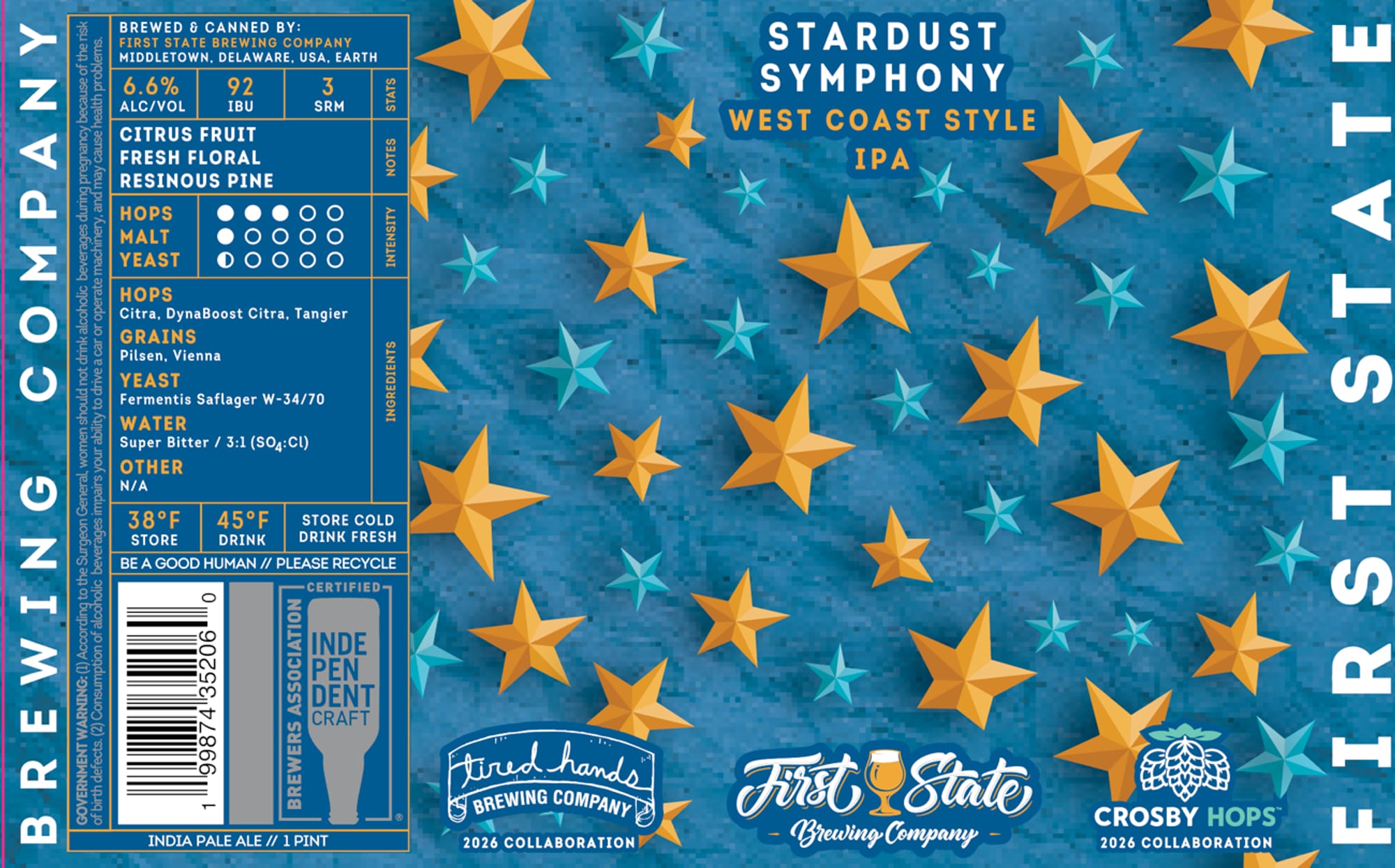 Stardust Symphony by First State Brewing Company - beer label