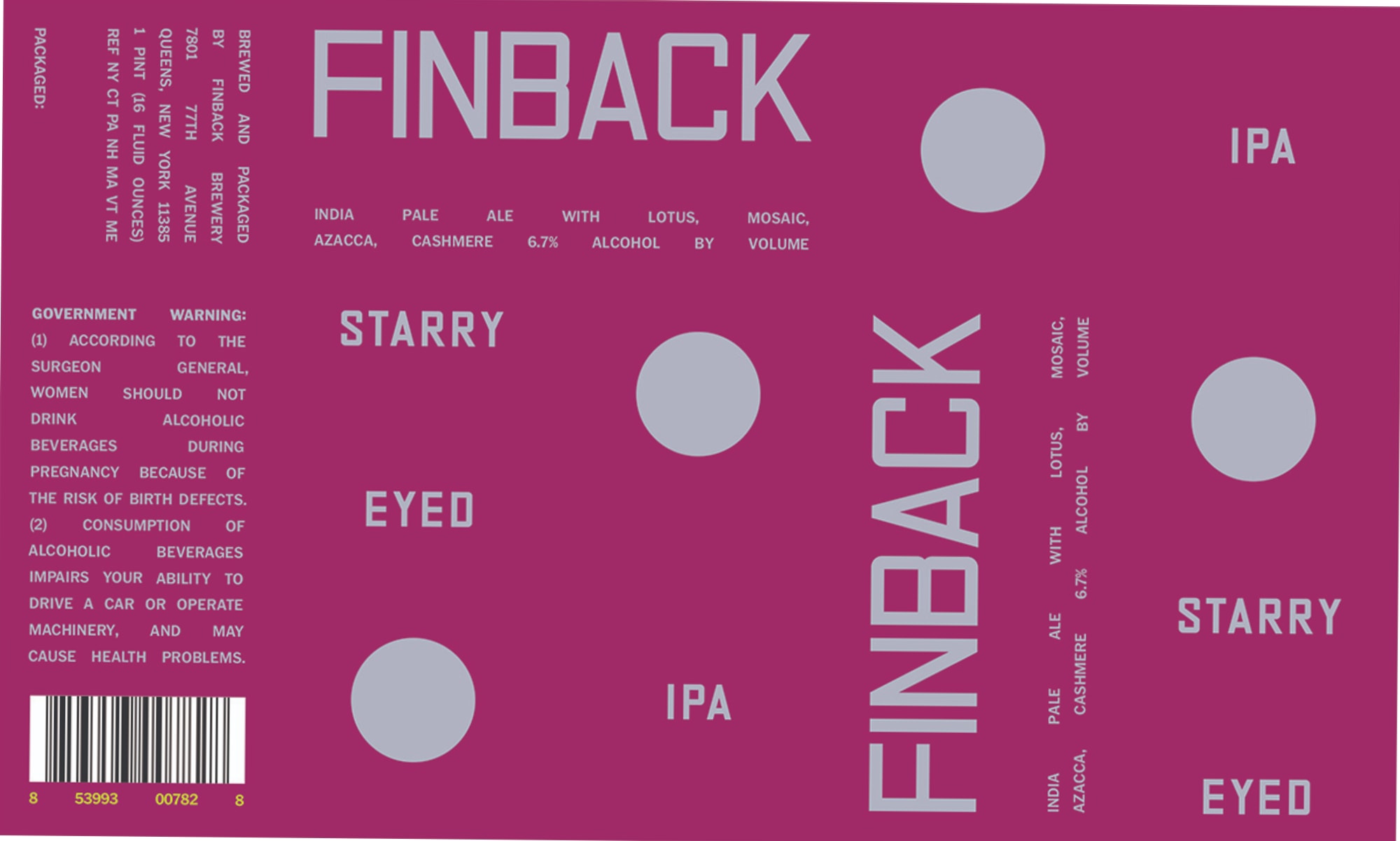 Starry Eyed by Finback Brewery - beer label