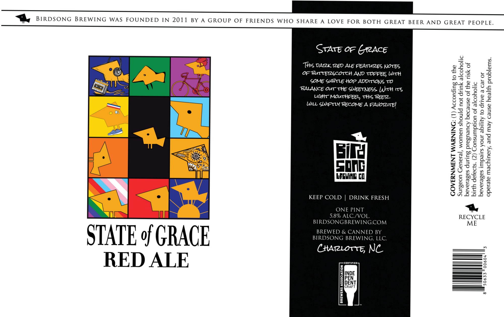 State of Grace by Birdsong Brewing - beer label
