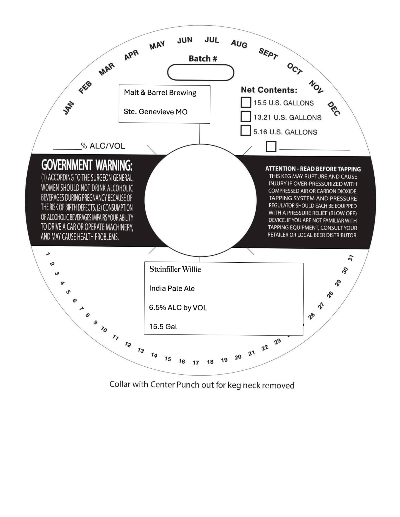 Steinfiller Willie by Malt & Barrel Brewing - beer label