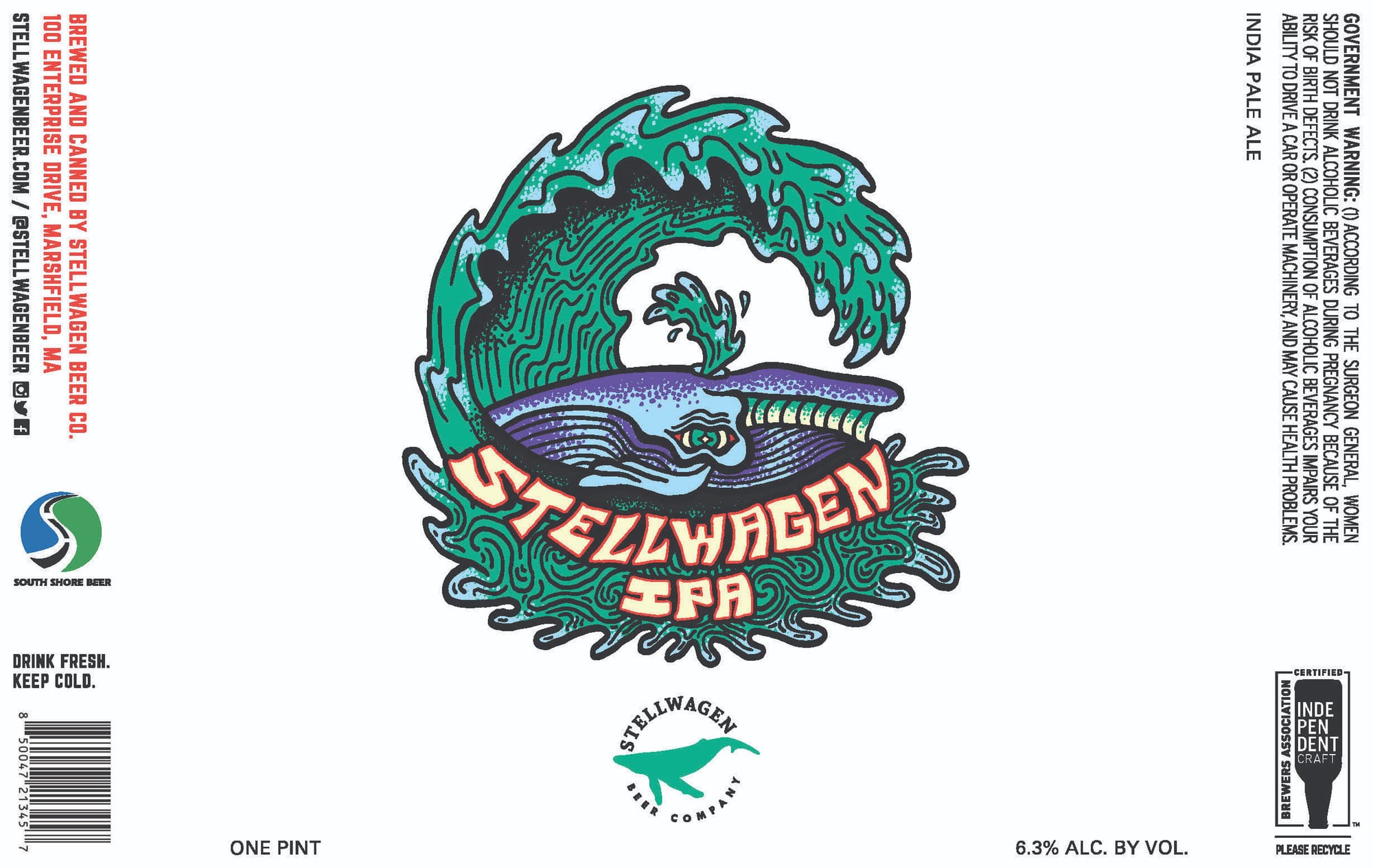 Stellwagen IPA by Stellwagen Beer Co. - beer label