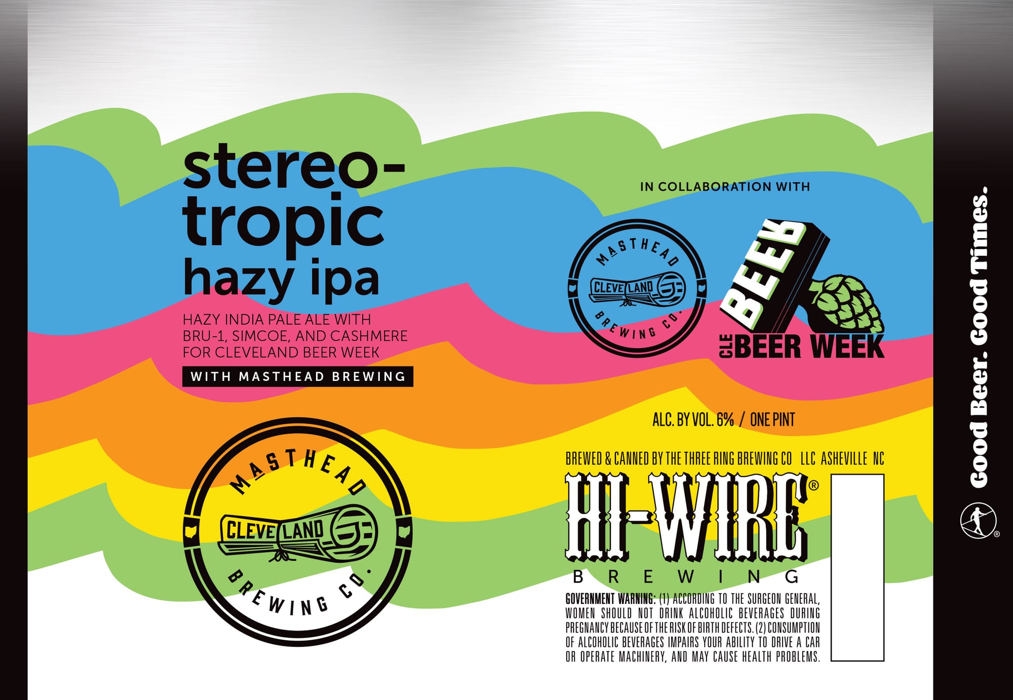 Stereo-Tropic Hazy IPA by Hi-Wire Brewing - beer label