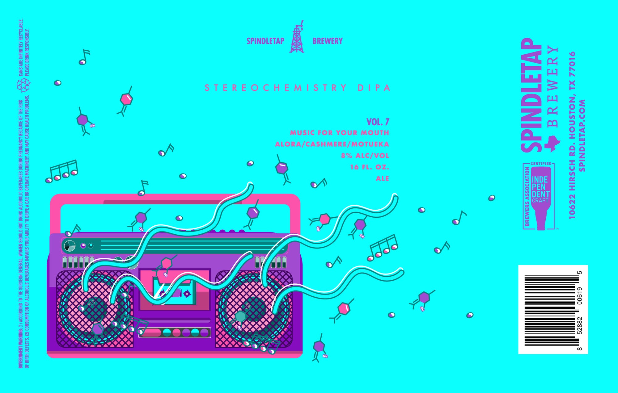 Stereochemistry DIPA by Spindletap Brewery - beer label