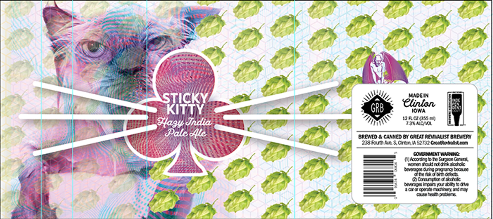 Sticky Kitty Hazy India Pale Ale by Great Revivalist Brewery - beer label