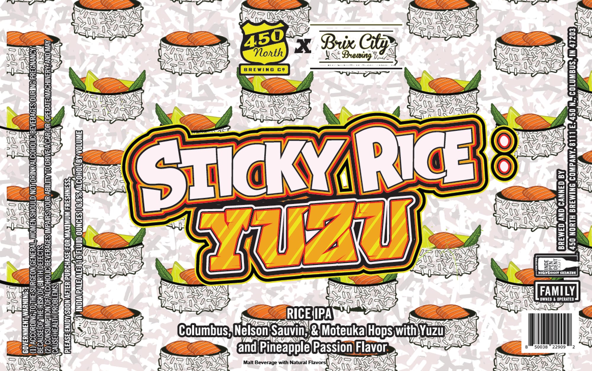 Sticky Rice Yuzu by 450 North Brewing - beer label