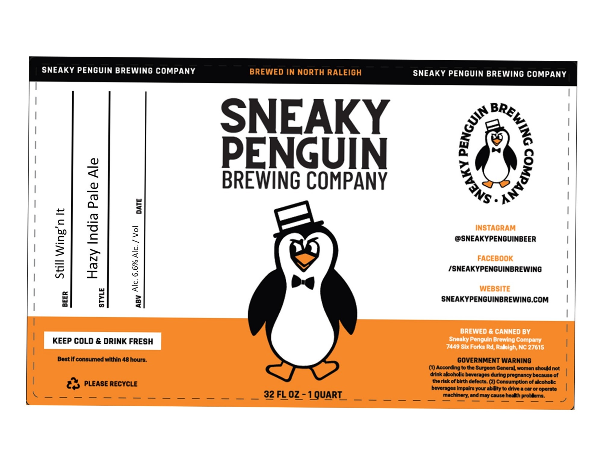 Still Wing’n It by Sneaky Penguin Brewing Company - beer label