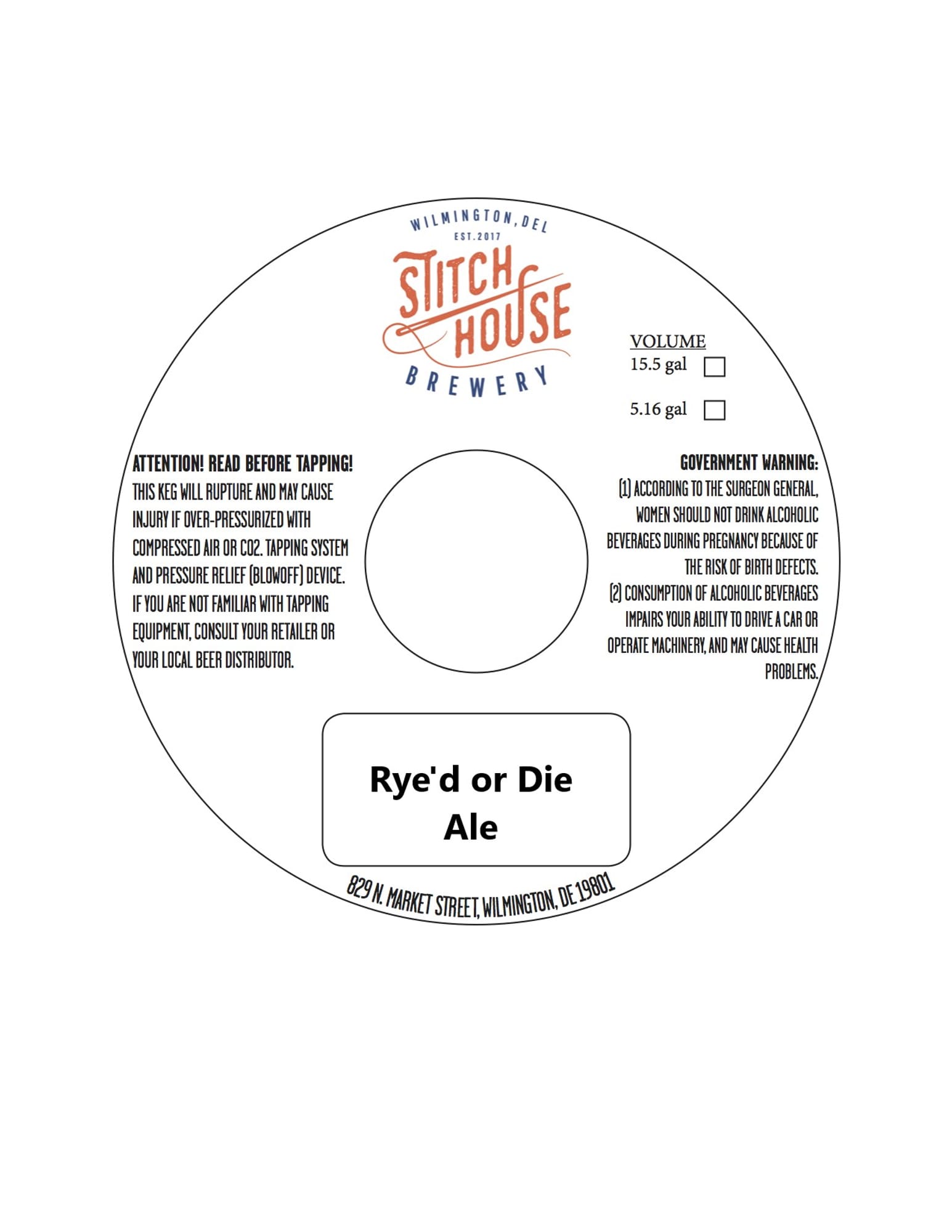 Rye’d or Die by Stitch House Brewery - beer label
