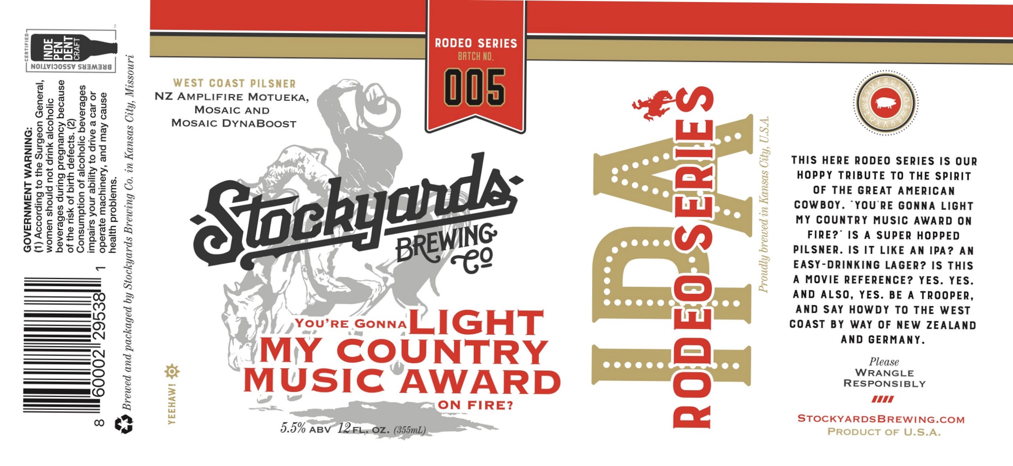 Rodeo Series NZ Amplifire Motueka, Mosaic Dynaboost by Stockyards Brewing Co. - beer label