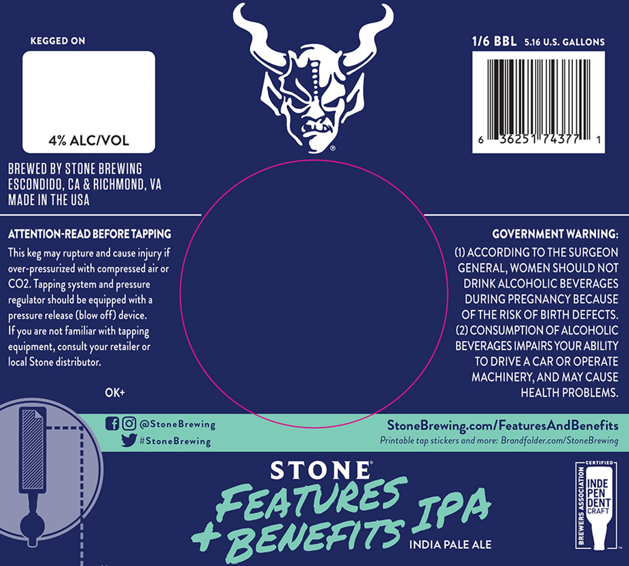 Features & Benefits IPA by Stone Brewing - beer label