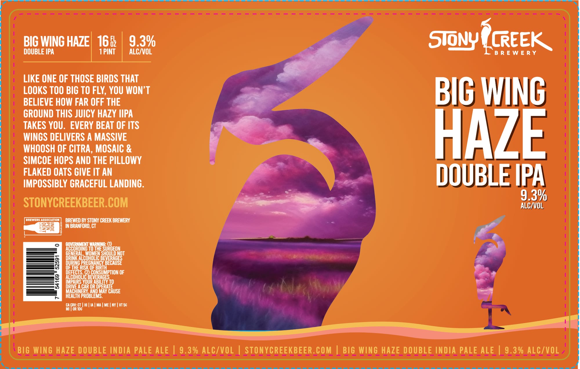 Big Wing Haze Double IPA by Stony Creek Brewery - beer label