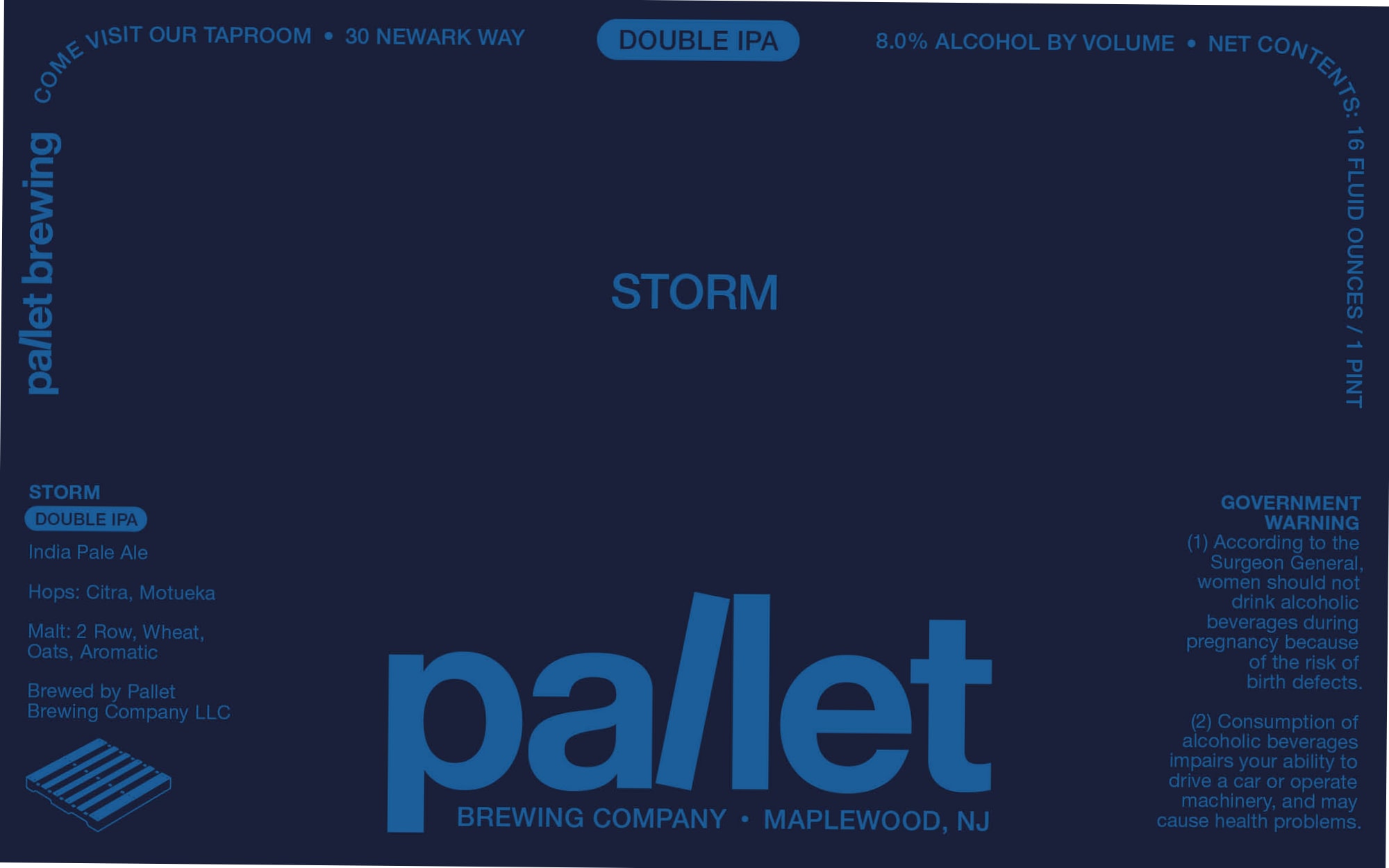 Storm Double IPA by Pallet Brewing Company - beer label