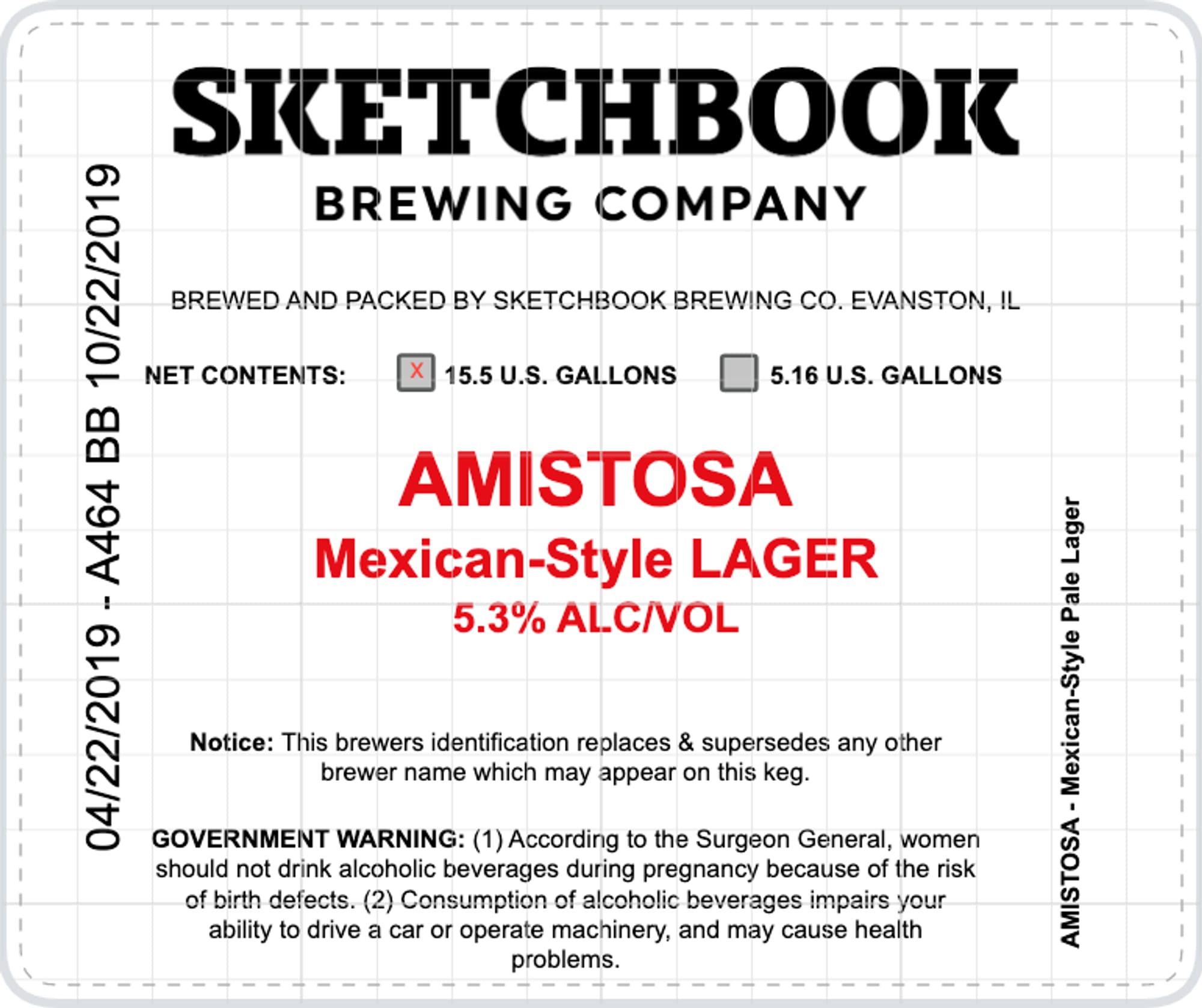 Amistosa by Sketchbook Brewing Company - beer label
