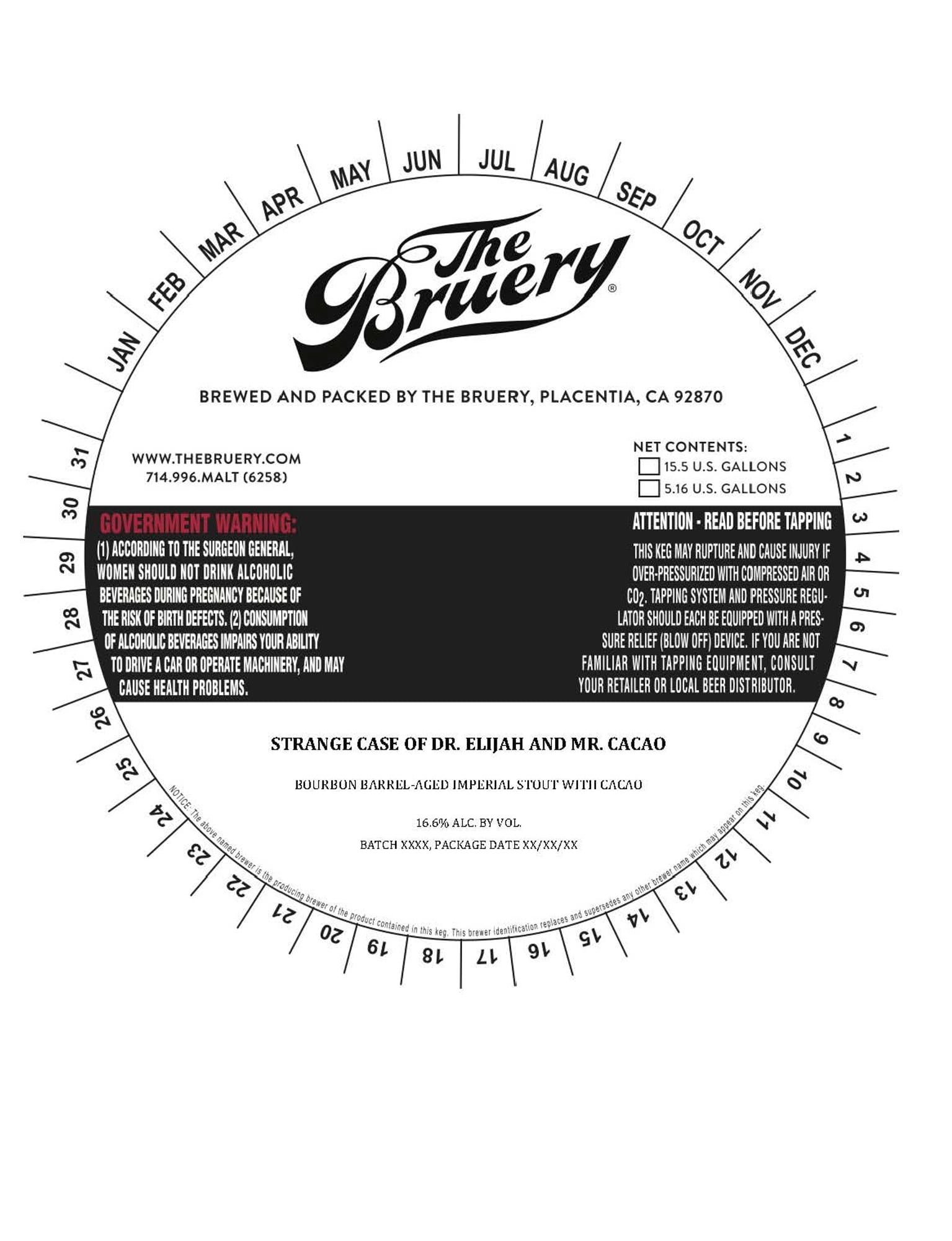 Strange Case of Dr. Elijah and Mr. Cacao by The Bruery - beer label