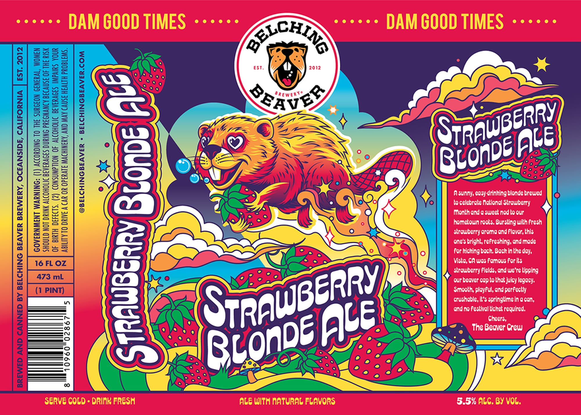 Strawberry Blonde Ale by Belching Beaver Brewery - beer label