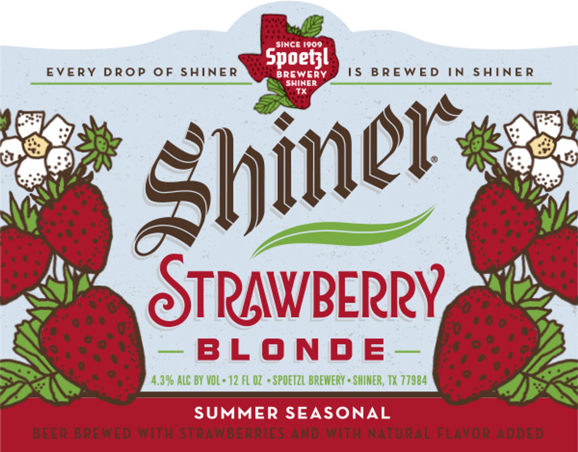 Shiner Strawberry Blonde by Spoetzl Brewery - beer label