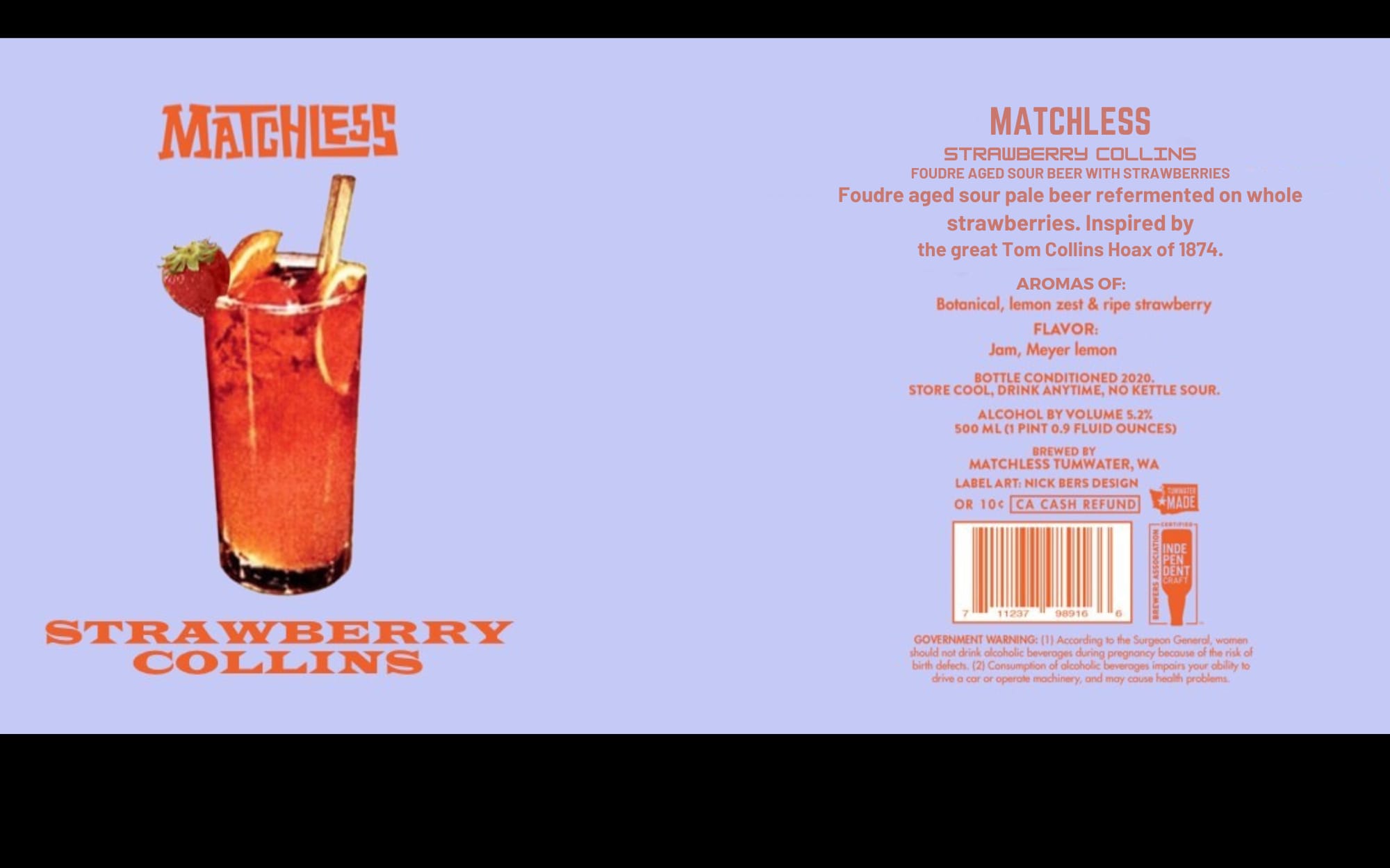 Strawberry Collins by Matchless Brewing - beer label