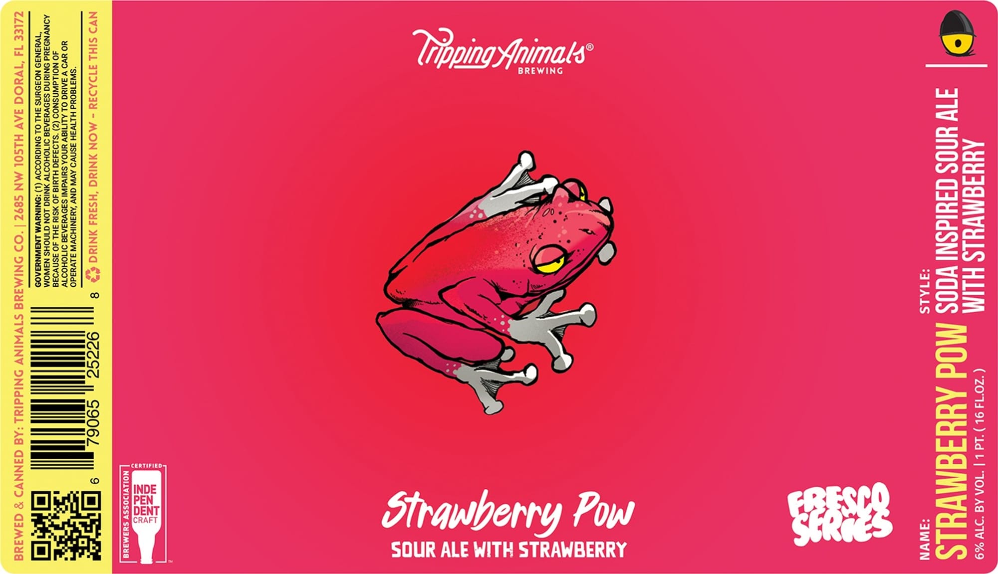 Strawberry Pow by Tripping Animals Brewing - beer label