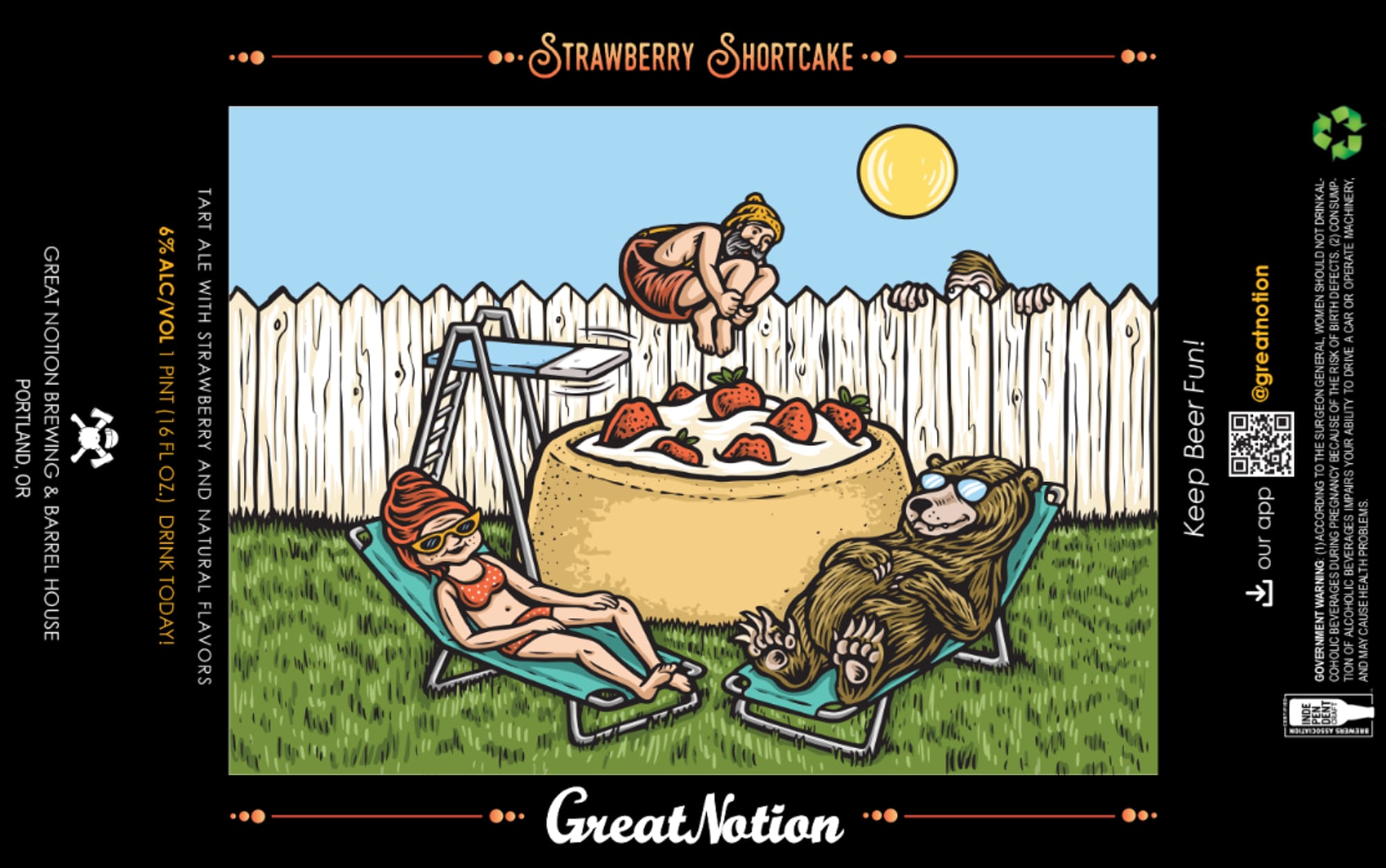 Strawberry Shortcake by Great Notion Brewing - beer label