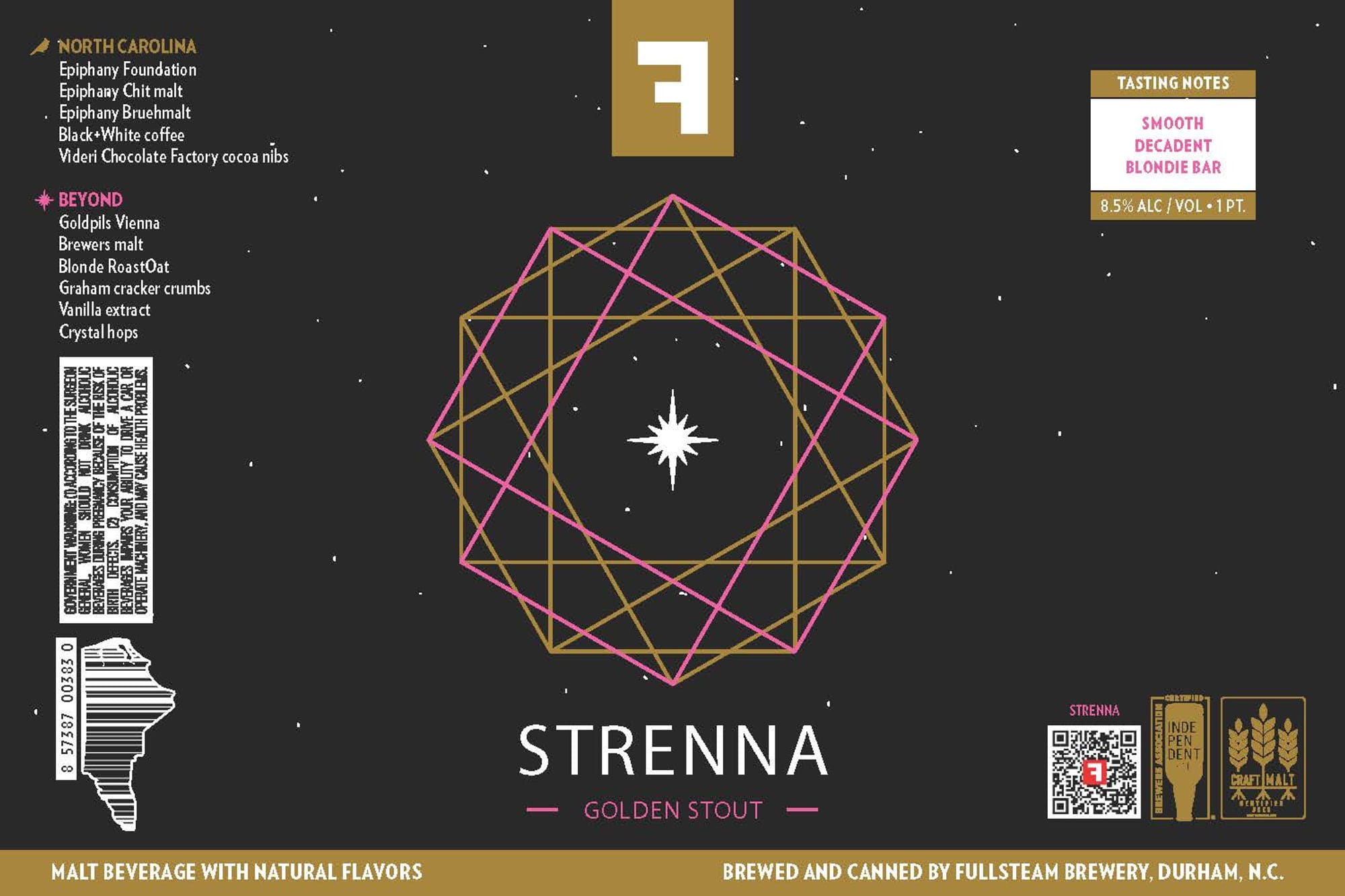 Streanna Golden Stout by Fullsteam Brewery - beer label