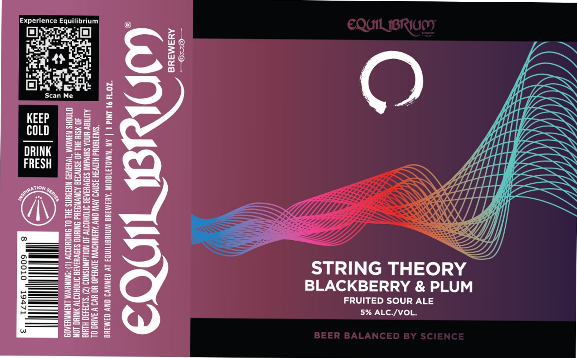 String Theory Blackberry & Plum by Equilibrium Brewery - beer label