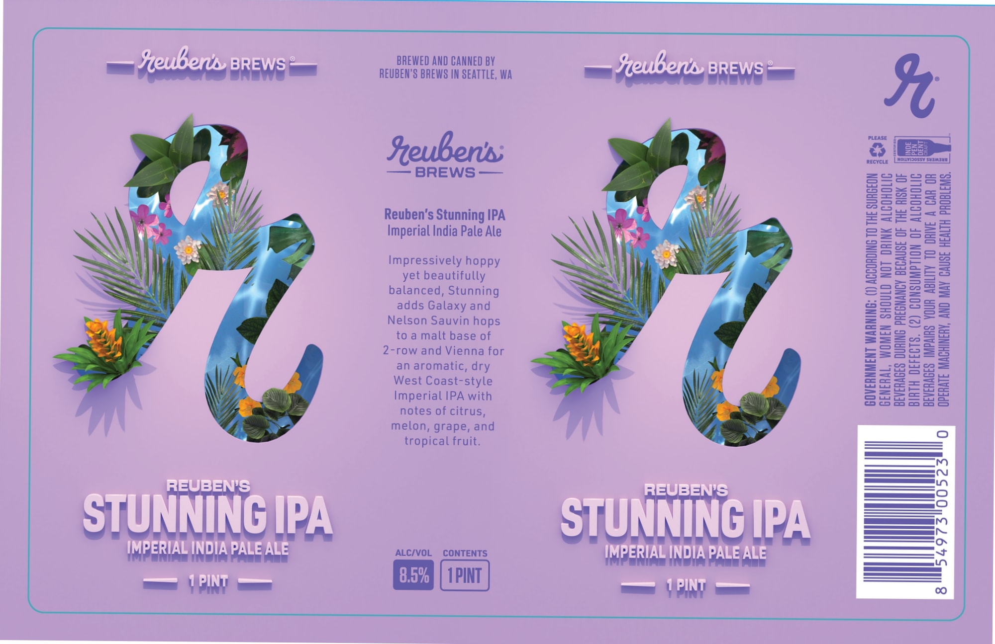 Stunning IPA by Reuben's Brews - beer label