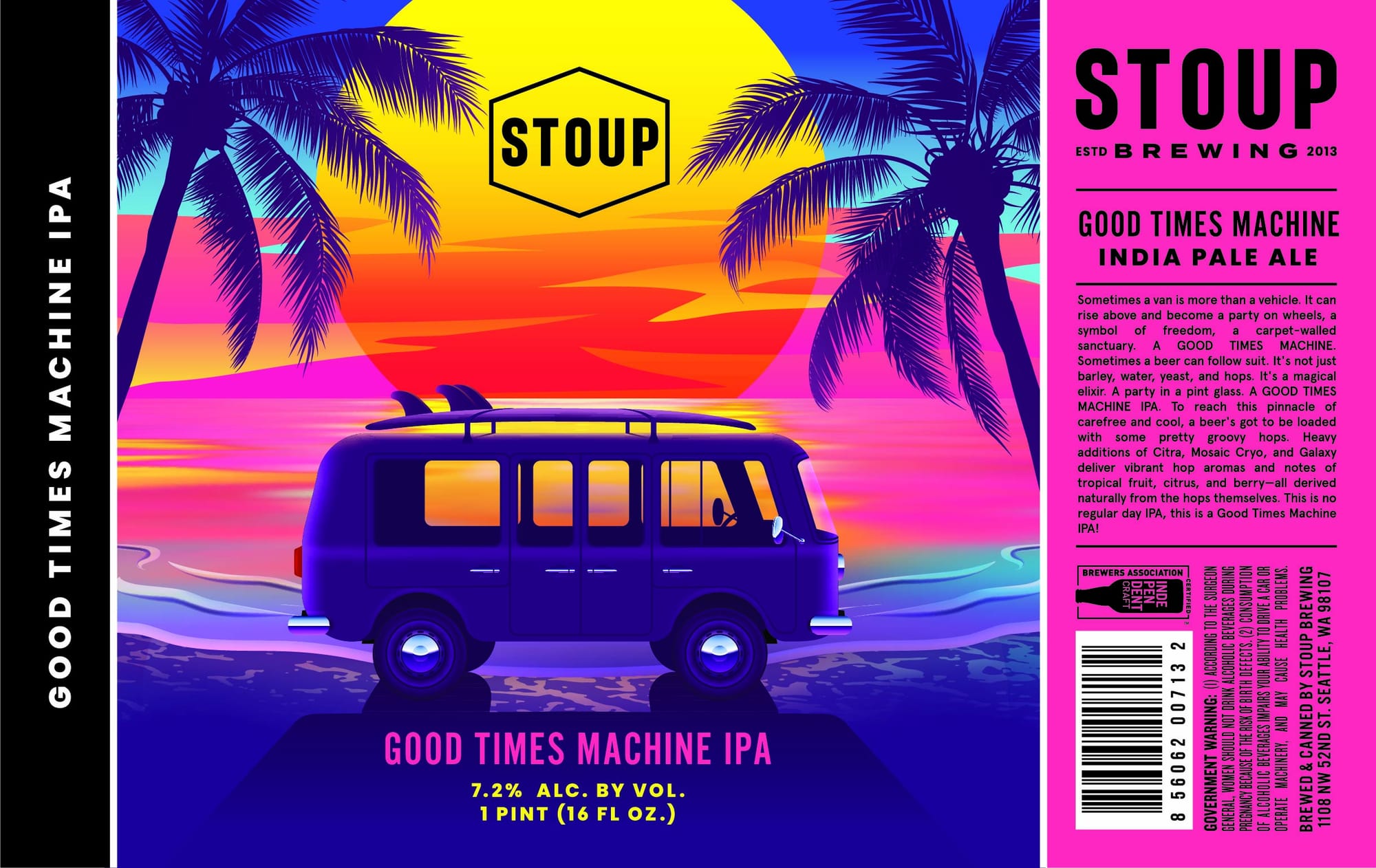 Good Times Machine IPA by Stoup Brewing - beer label