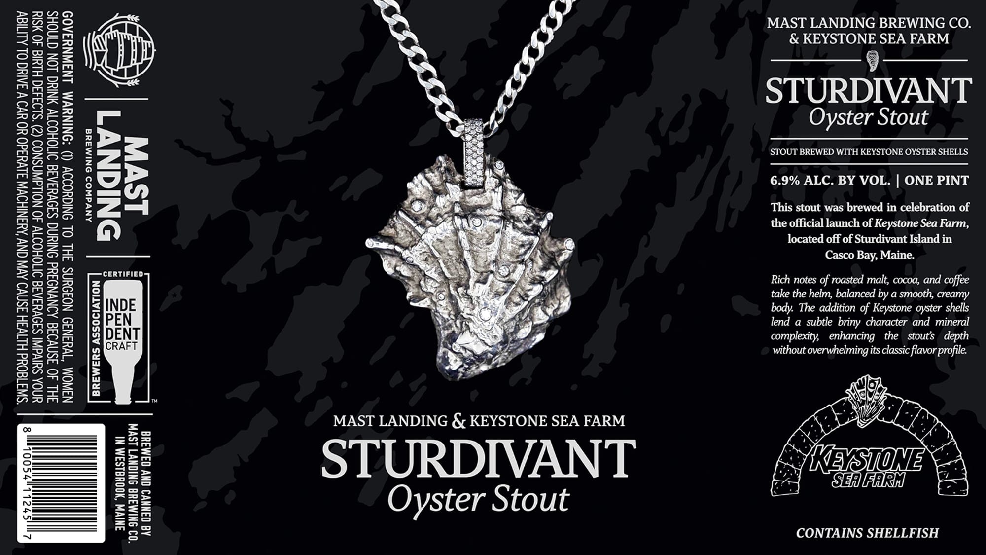 Sturdivant Oyster Stout by Mast Landing Brewing Co. & Keystone Sea Farm - beer label