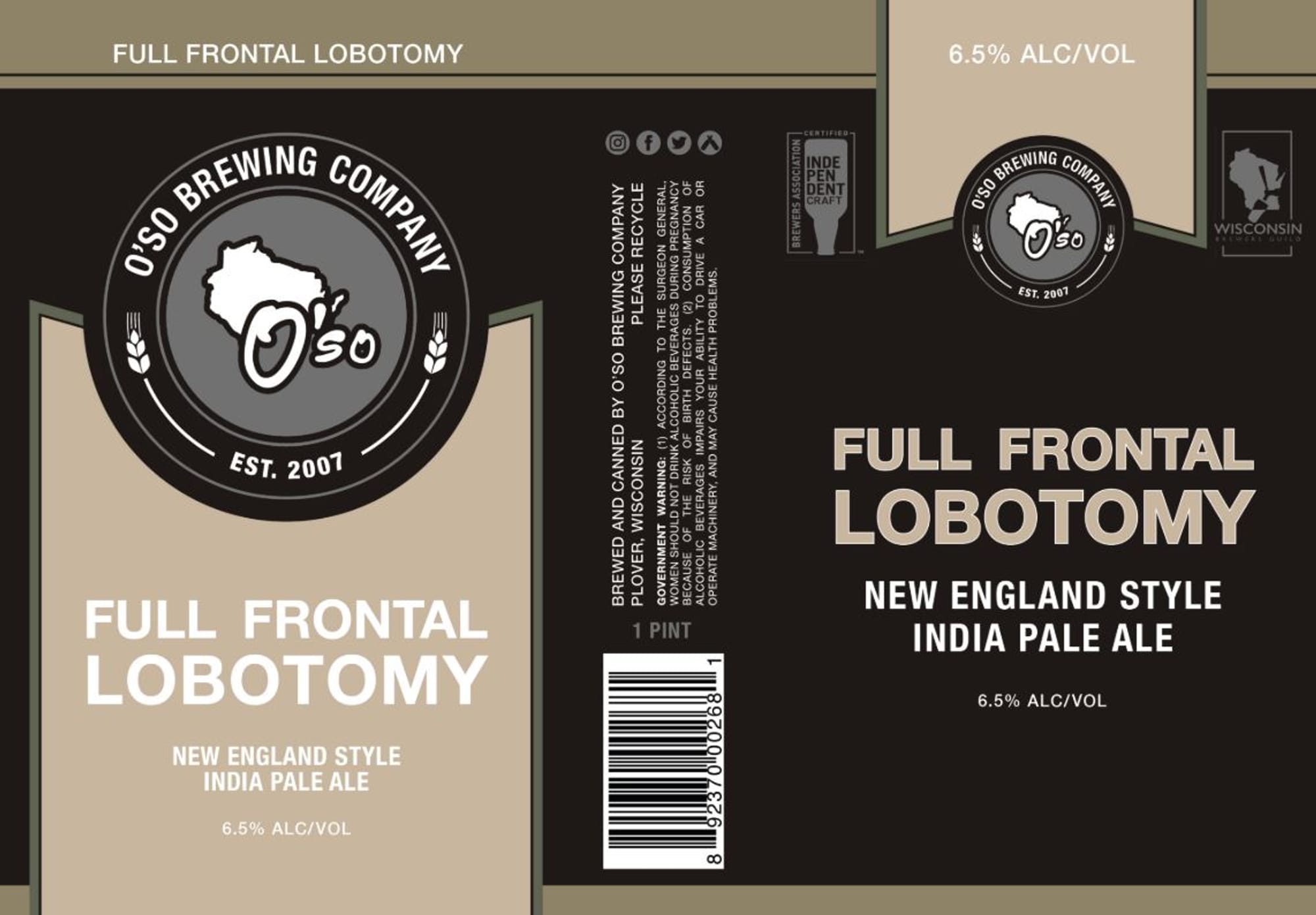 Full Frontal Lobotomy by O'so Brewing Company - beer label
