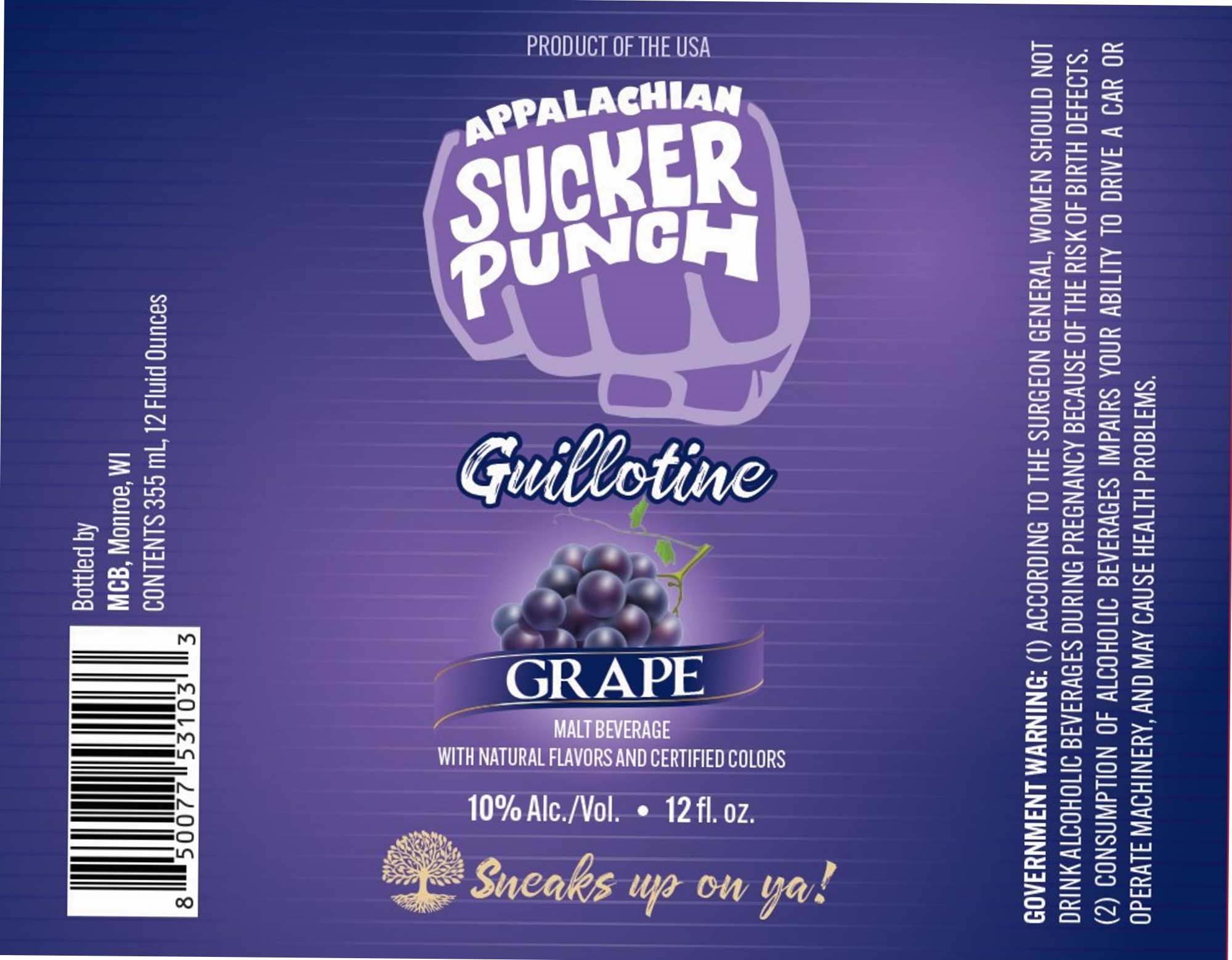 Sucker Punch Guillotine Grape by Appalachian Brewing Company - beer label