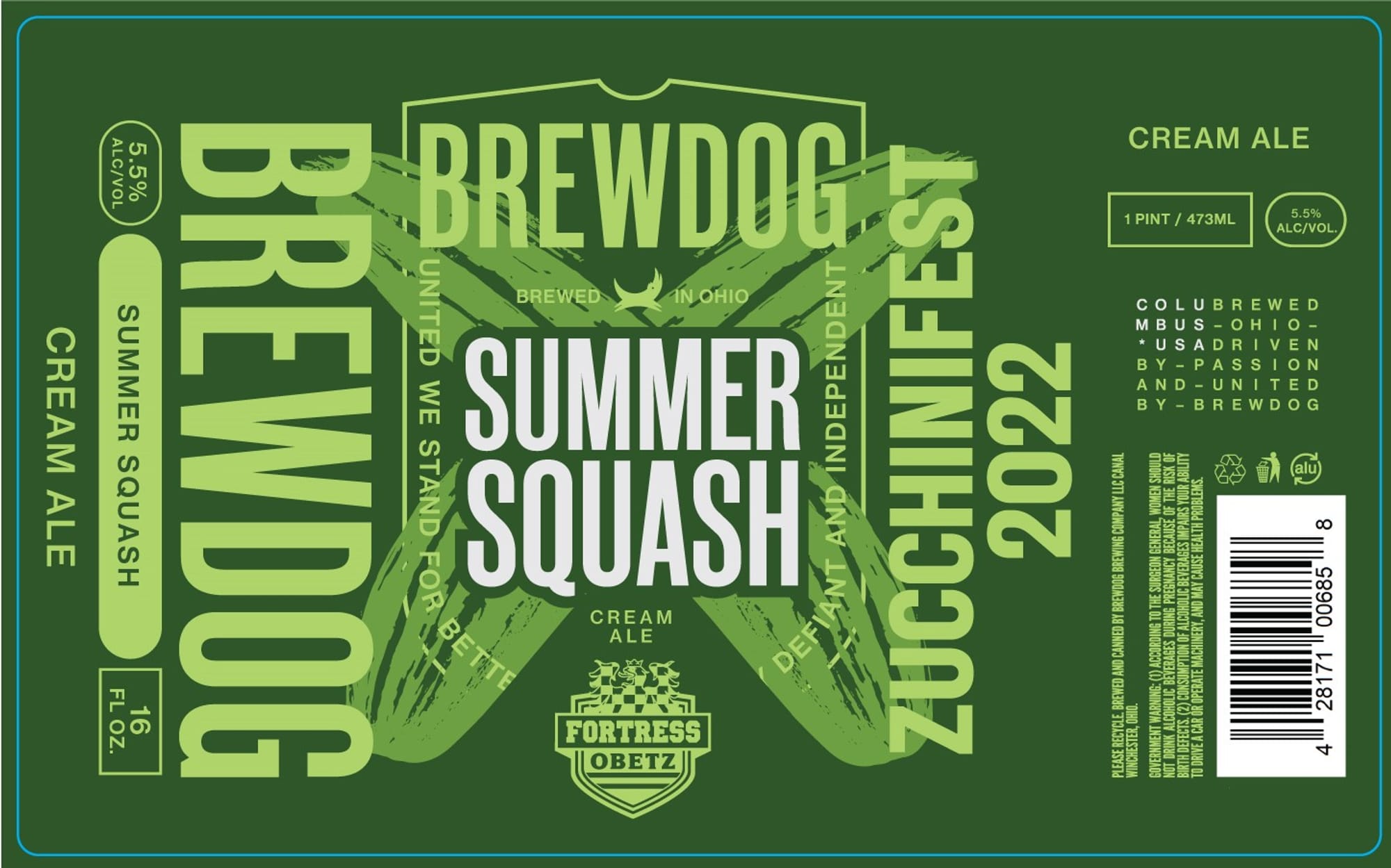 Summer Fest Zucchini Squash Cream Ale by BrewDog - beer label