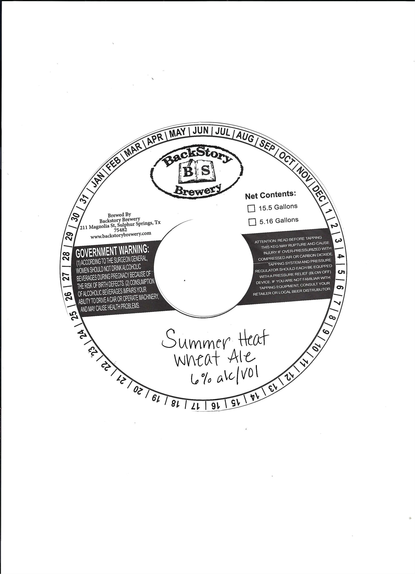 Summer Heat Wheat Ale by BackStory Brewery - beer label