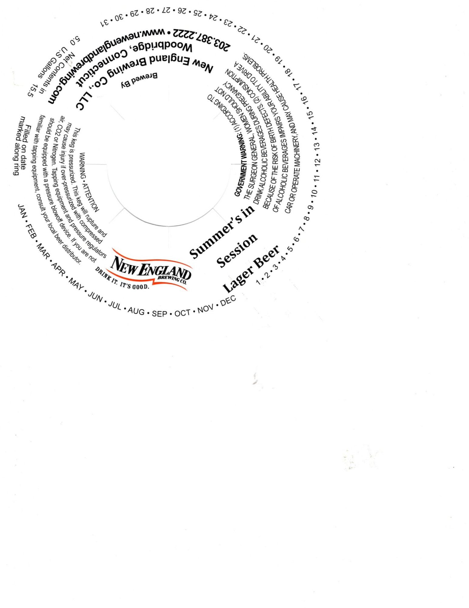 Summer in a Session Lager Beer by New England Brewing Co. - beer label