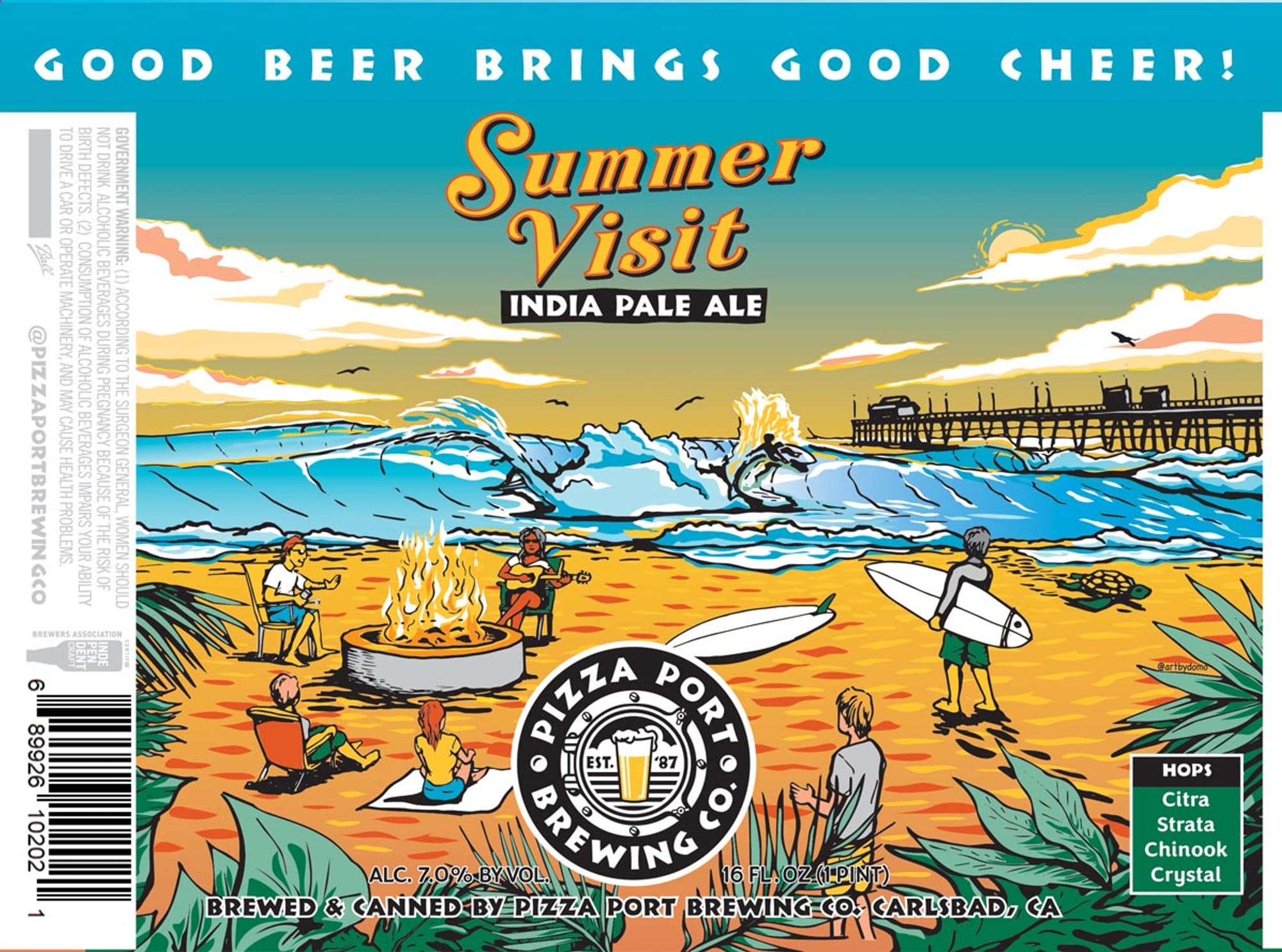 Summer Visit by Pizza Port Brewing Co. - beer label