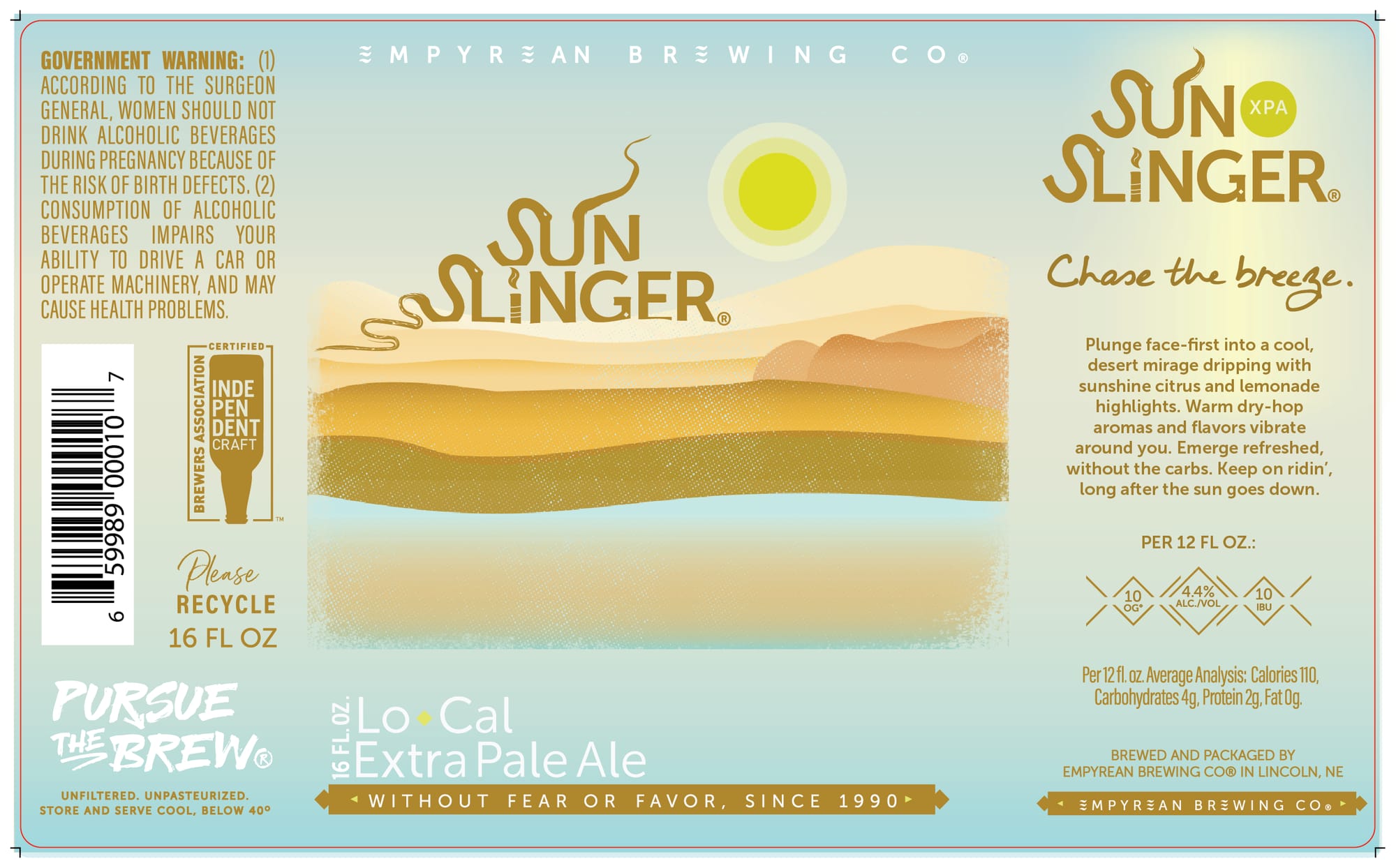 Sun Slinger XPA by Empyrean Brewing Co. - beer label