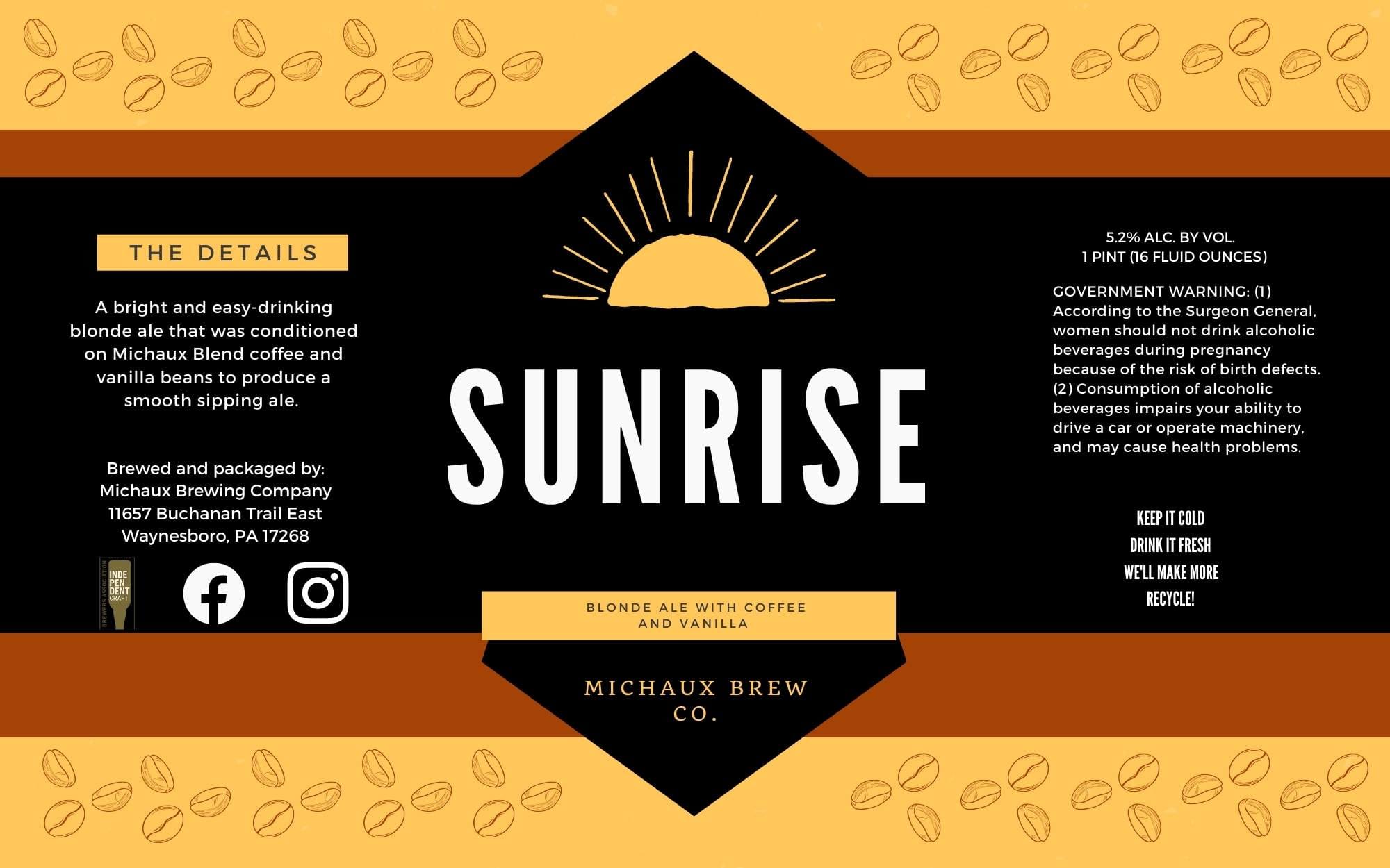 Sunrise by Michaux Brewing Company - beer label