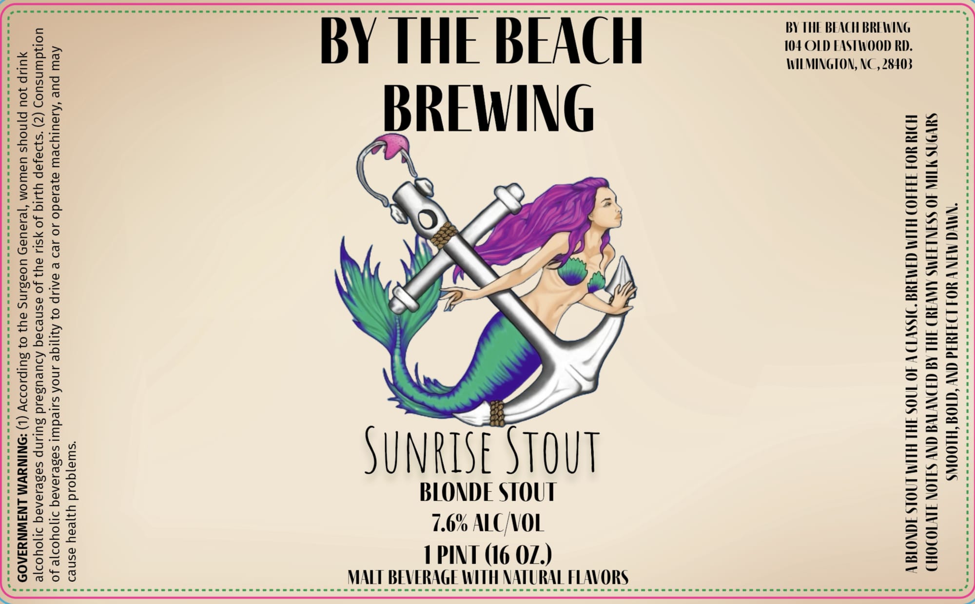 Sunrise Stout by By The Beach Brewing - beer label
