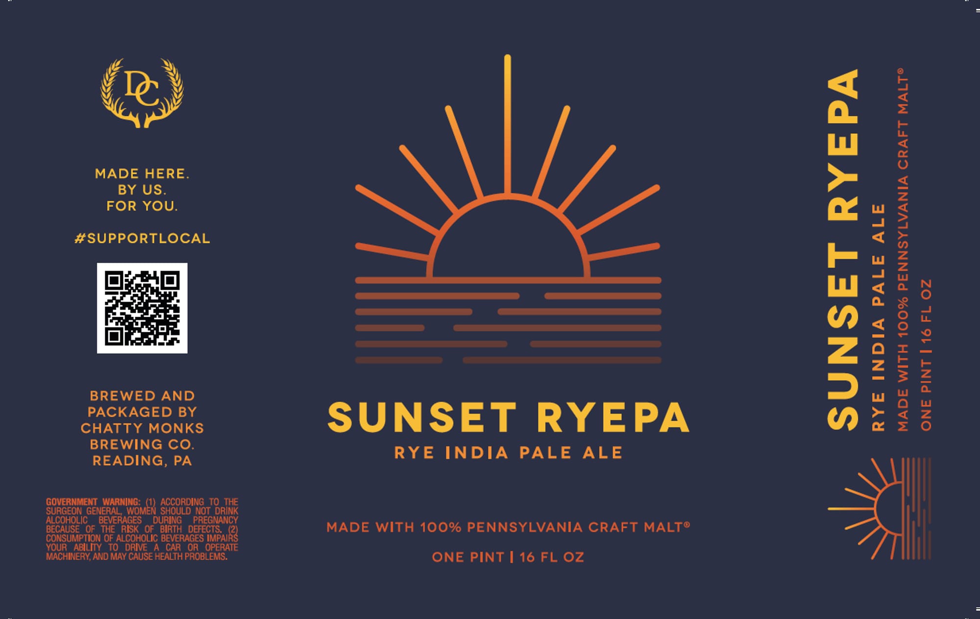 Sunset Ryepa by Chatty Monks Brewing Co. - beer label