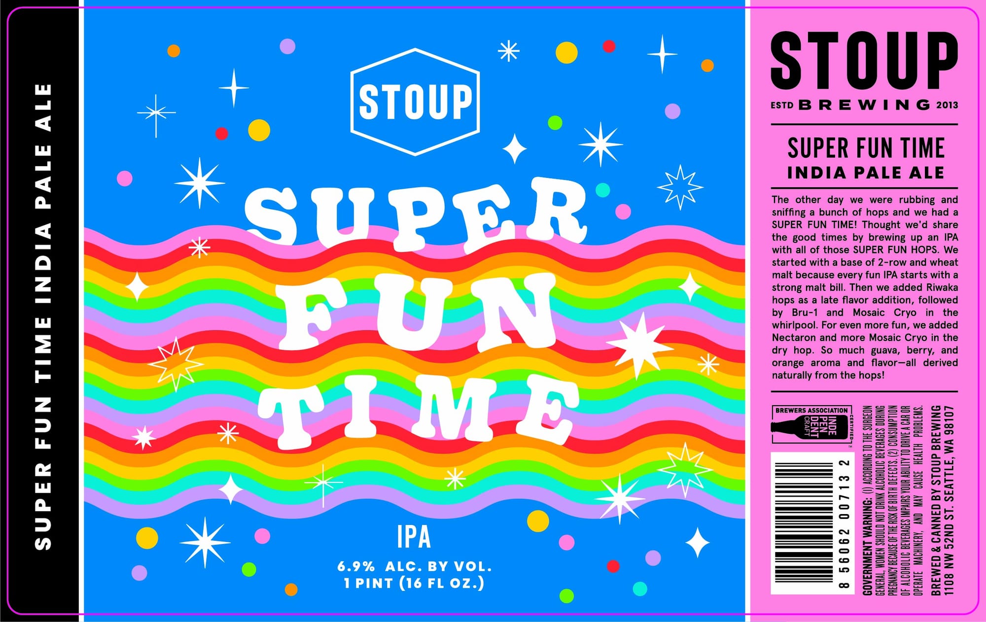 Super Fun Time IPA by Stoup Brewing - beer label