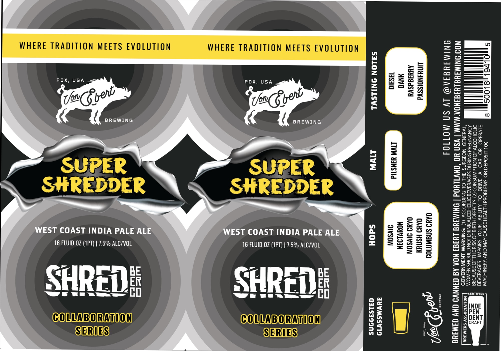 Super Shredder by Von Ebert Brewing - beer label
