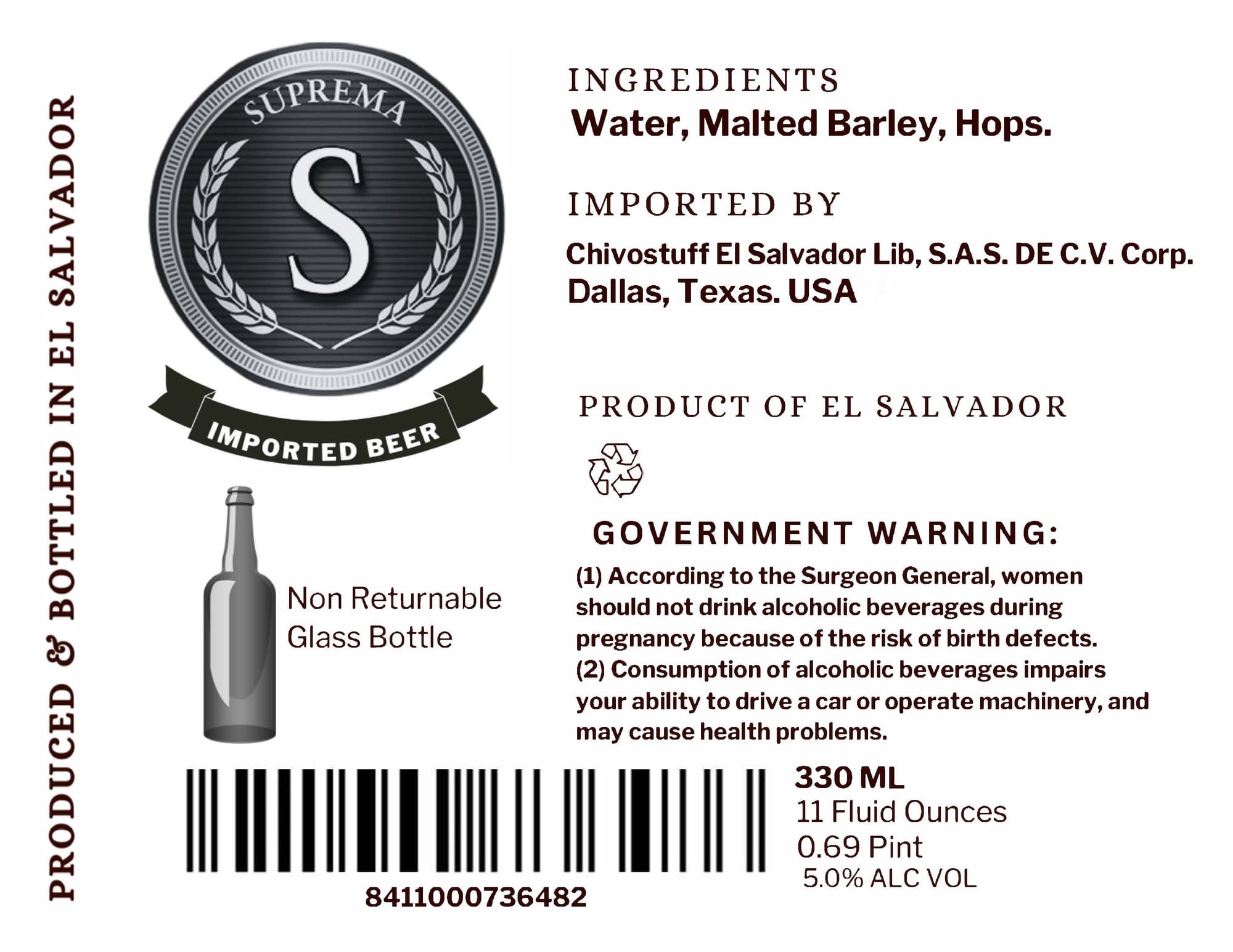 Suprema Beer by Suprema - beer label