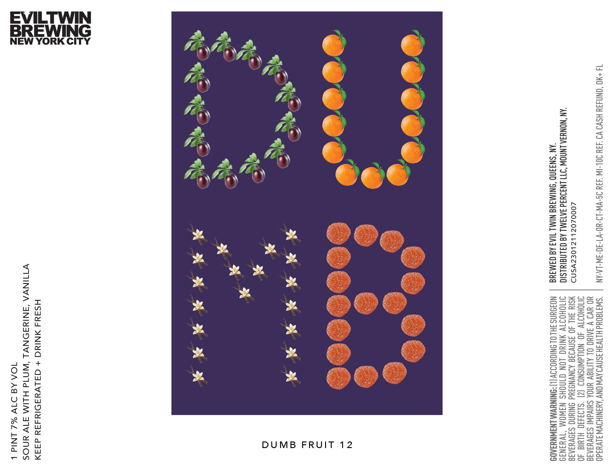 Dumb Fruit 12 by Evil Twin Brewing - beer label