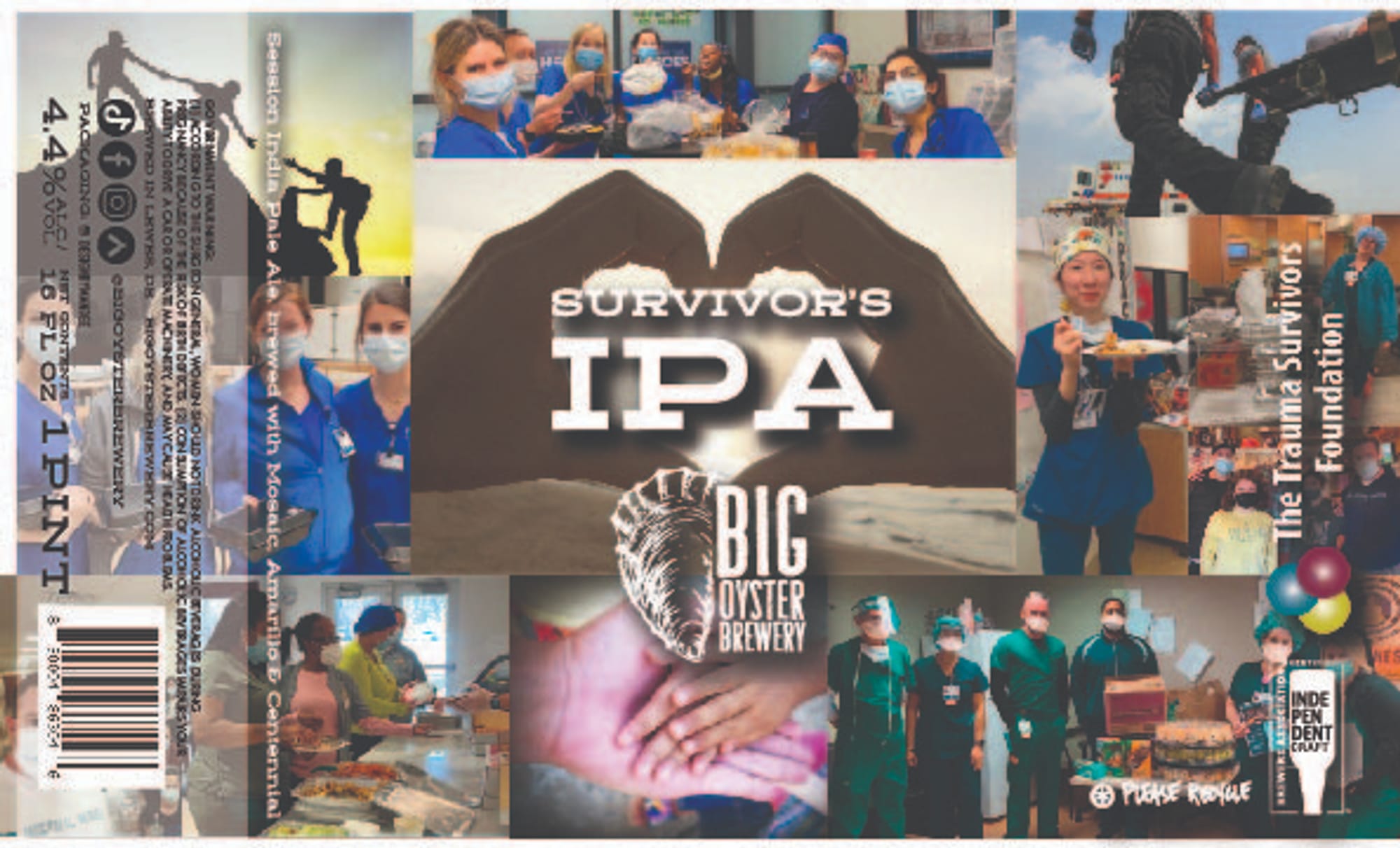 Survivor’s IPA by Big Oyster Brewery - beer label