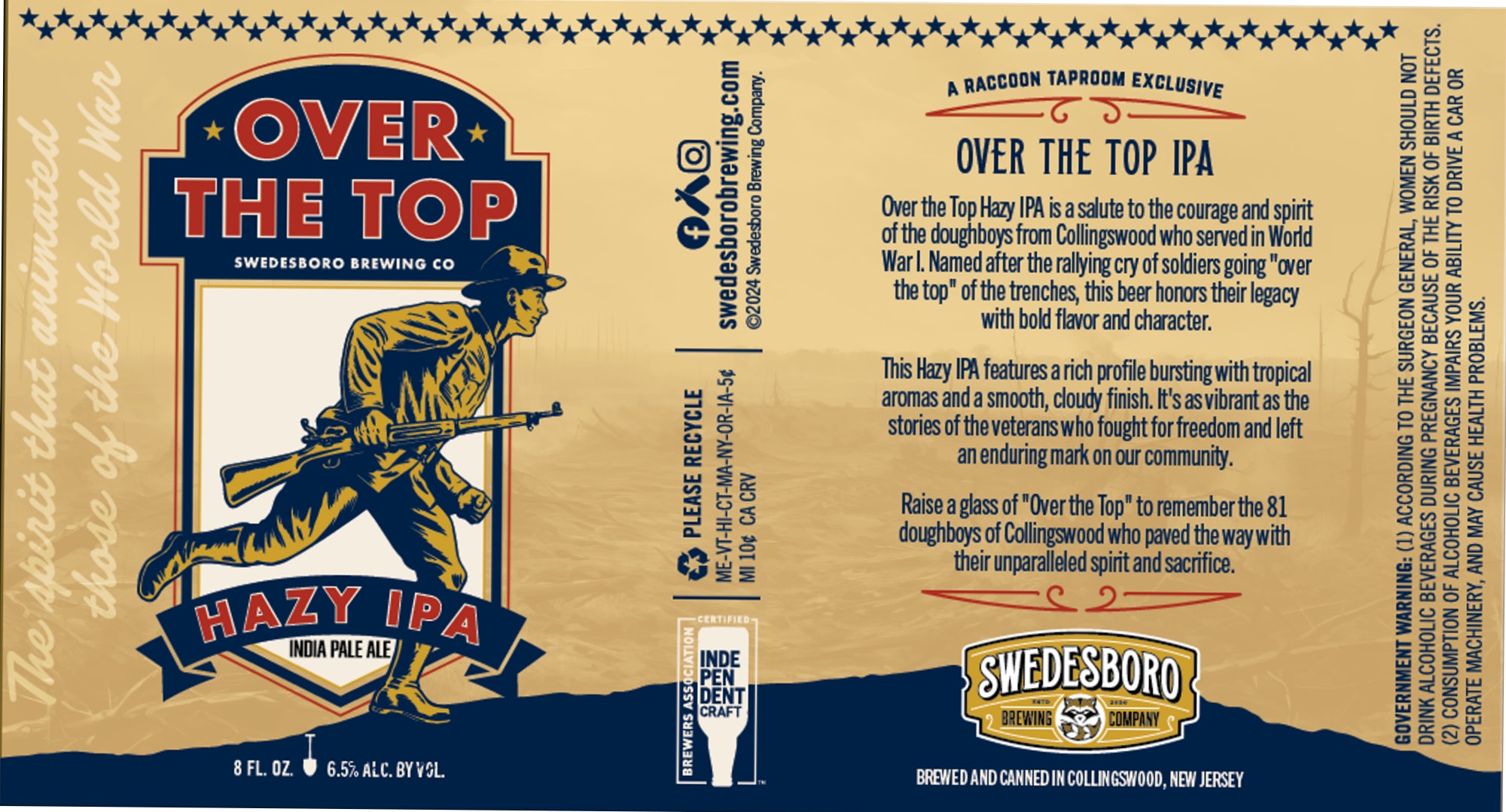 Over the Top Hazy IPA by Swedesboro Brewing Company - beer label