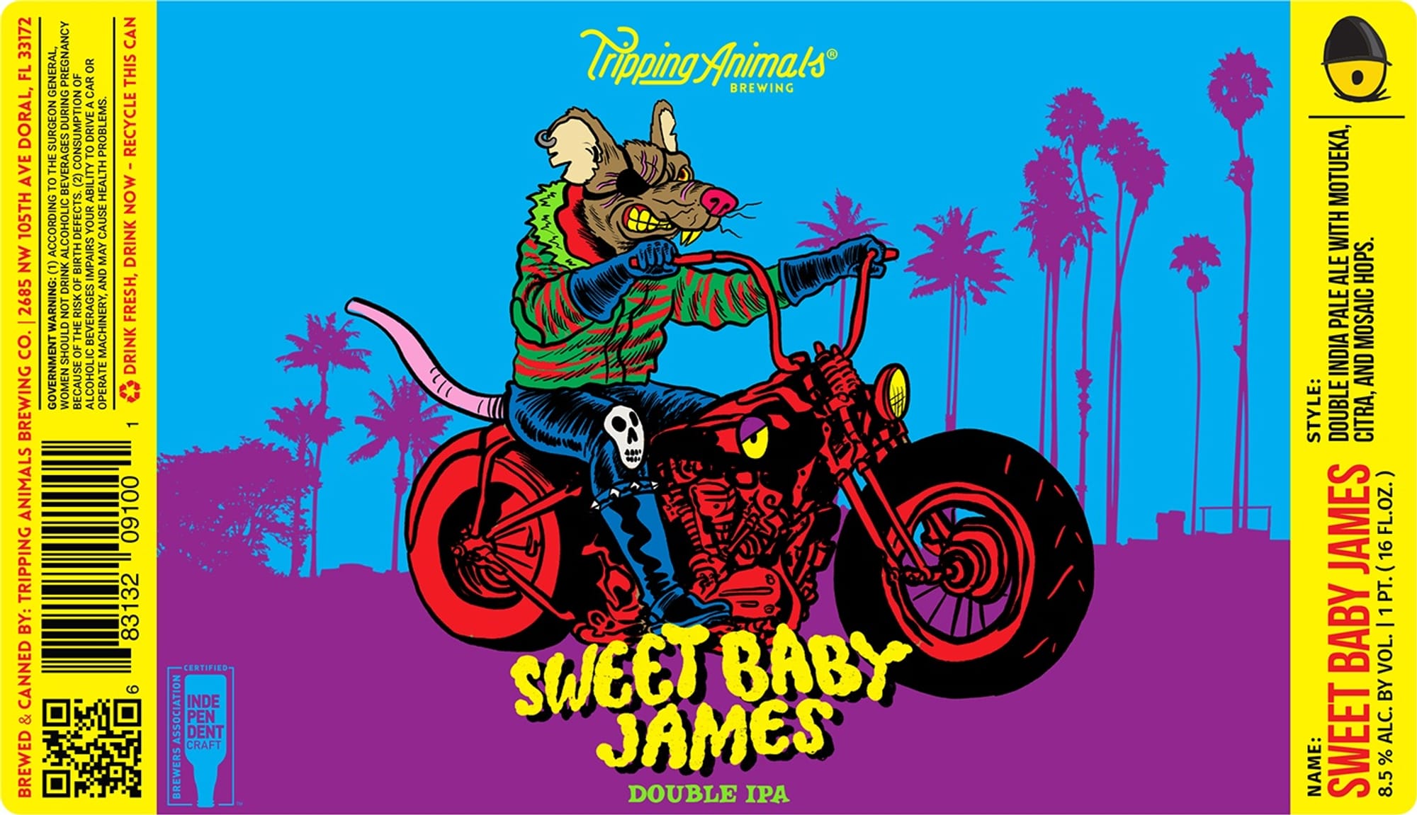 Sweet Baby James Double IPA by Tripping Animals Brewing - beer label