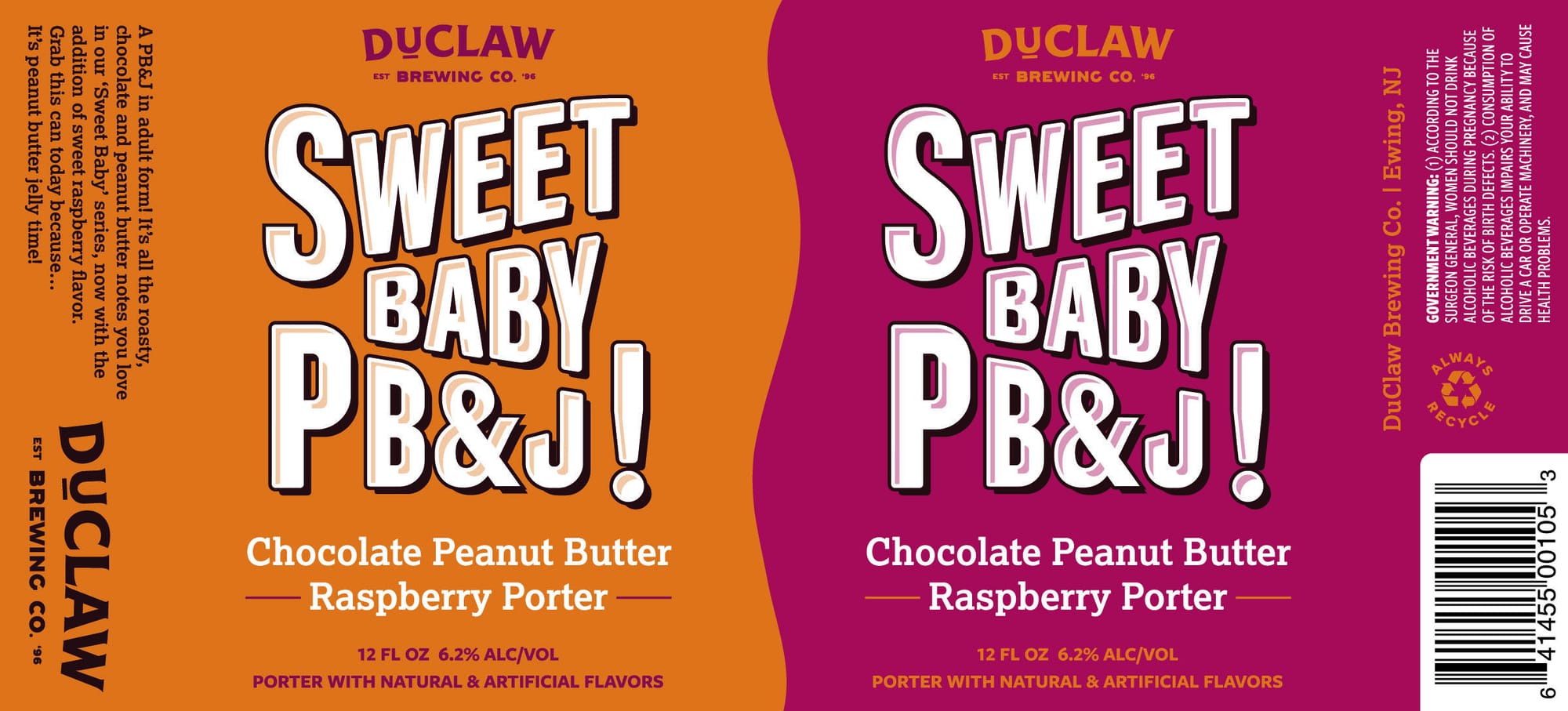 Sweet Baby PB&J! by DuClaw Brewing Co. - beer label
