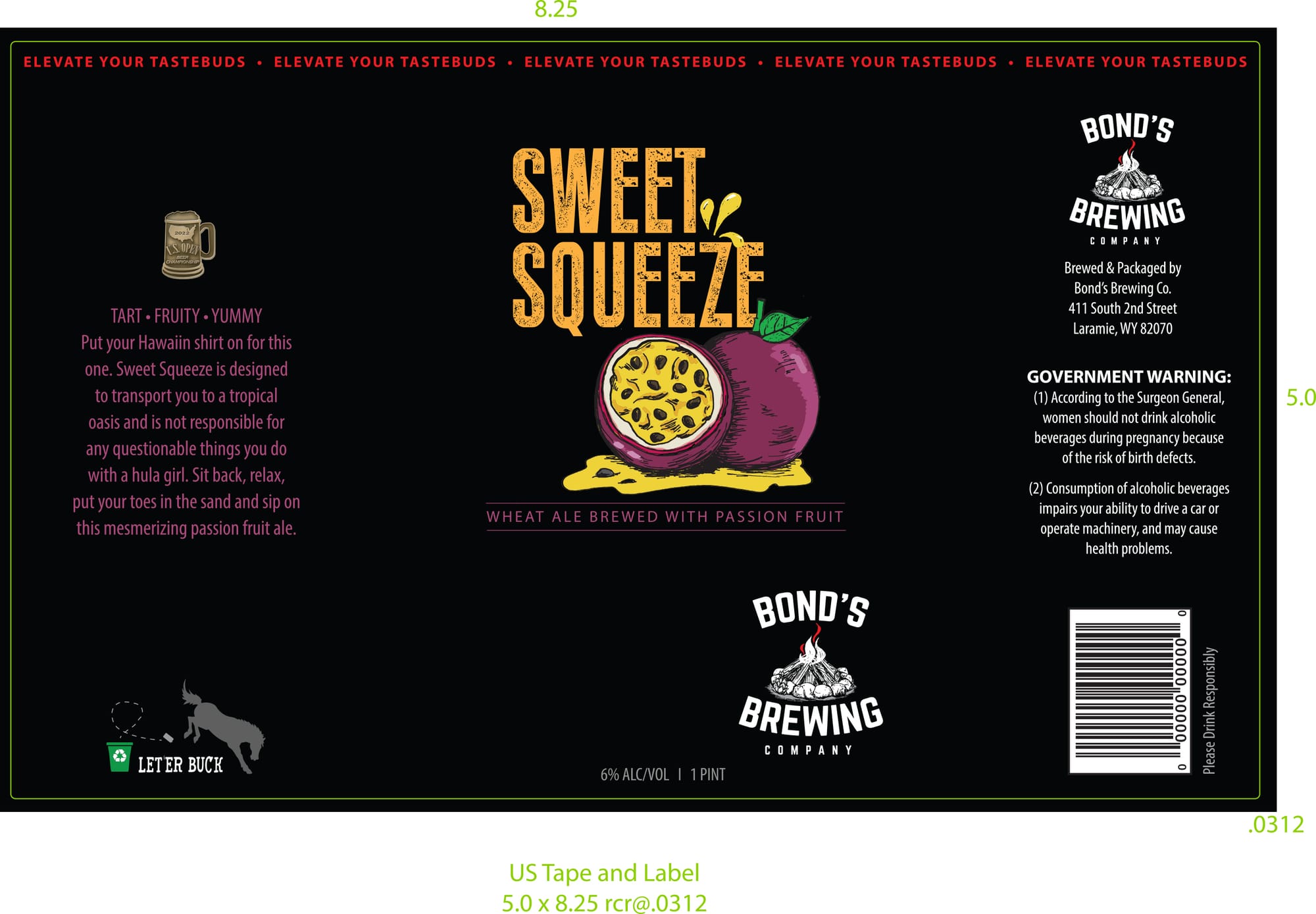 Sweet Squeeze by Bond’s Brewing Company - beer label
