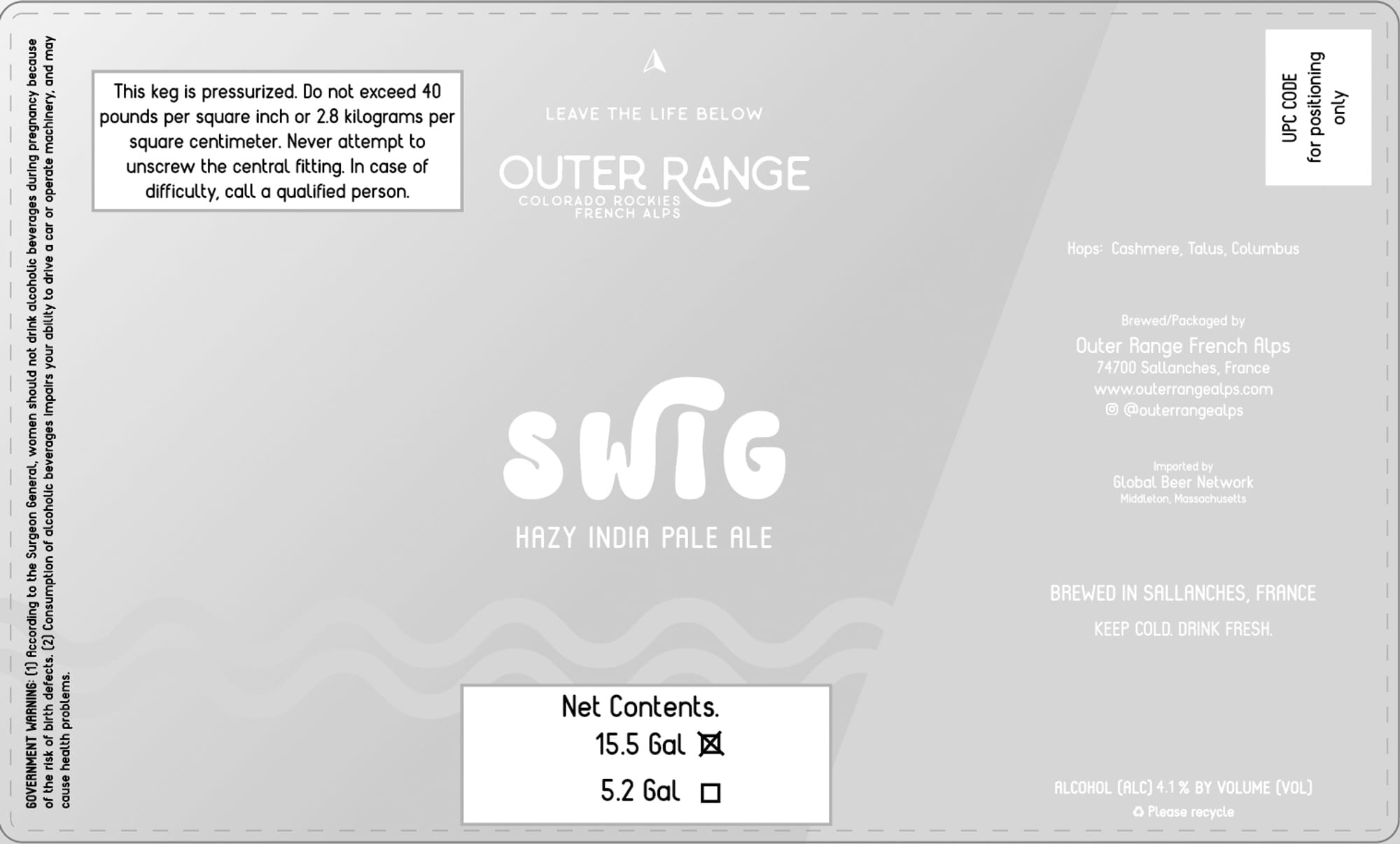 Swig by Outer Range - beer label
