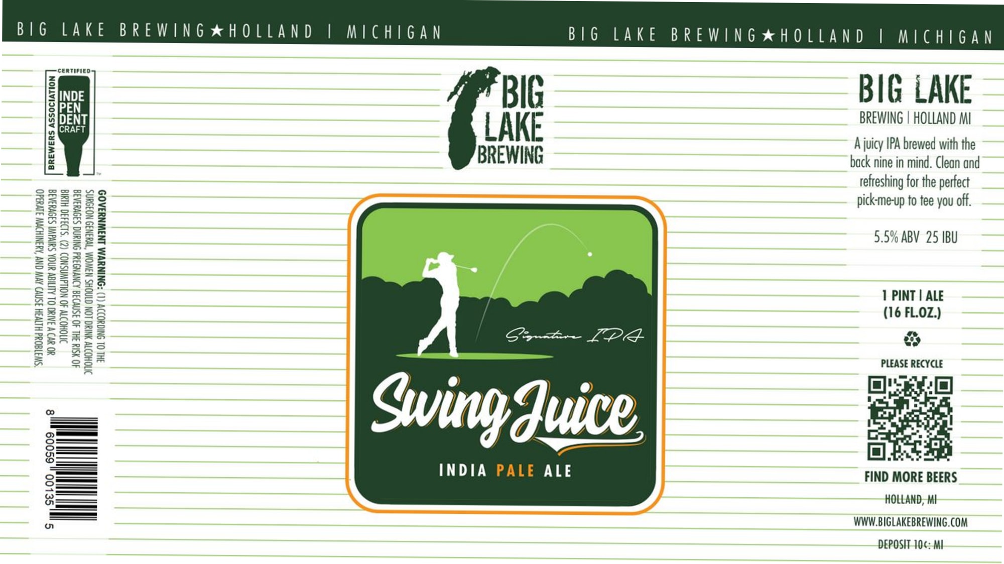 Swing Juice by Big Lake Brewing - beer label