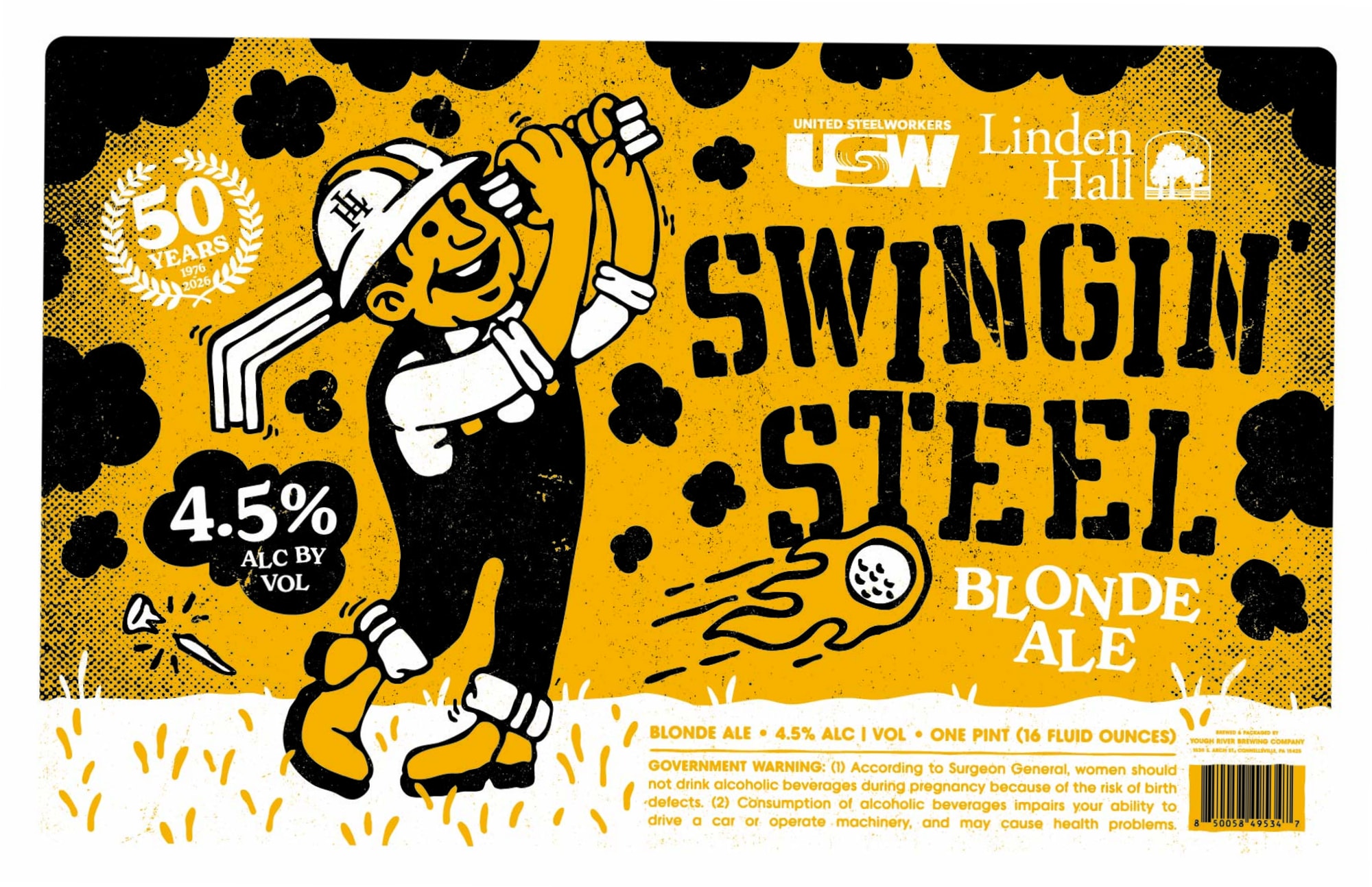 Swingin' Steel Blonde Ale by Linden Hall Brewing Company - beer label
