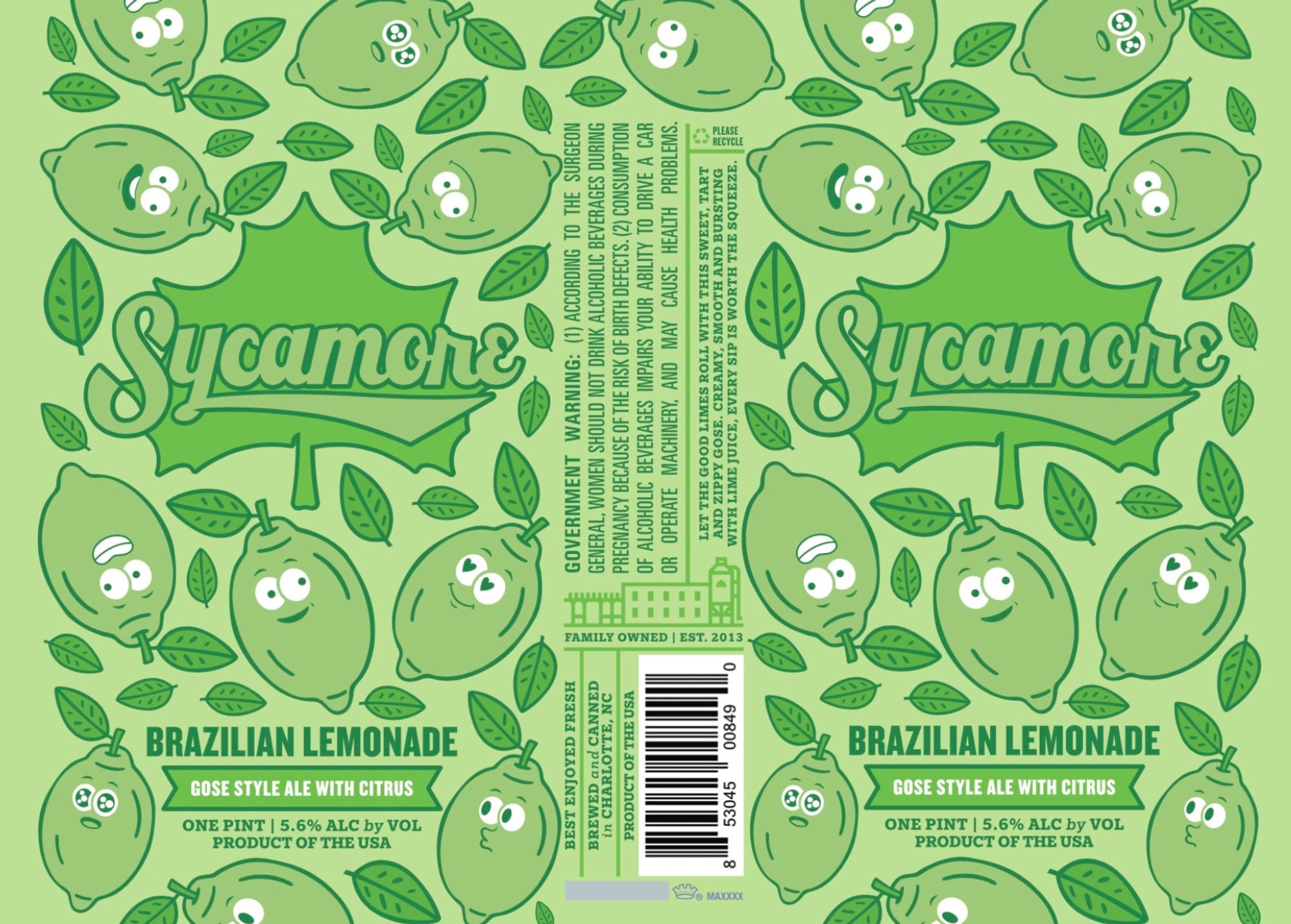 Brazilian Lemonade by Sycamore Brewing - beer label